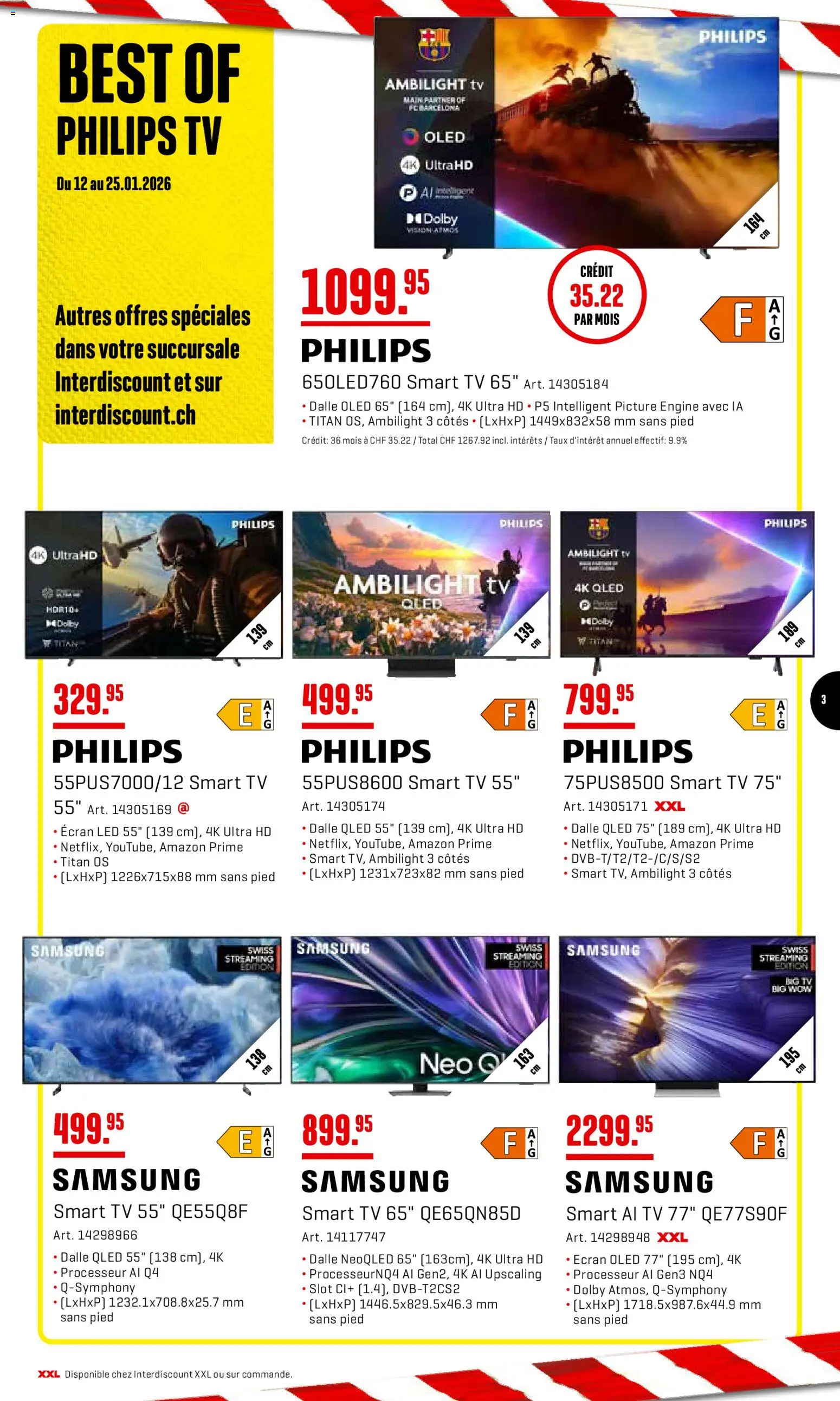 Interdiscount Aktionen FR – gültig ab 12.01.2026 | Seite: 3 | Produkte: TV, Samsung, Philips