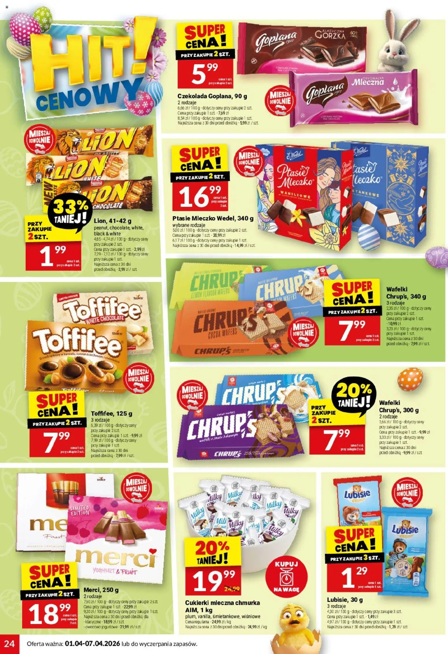 Twój Market gazetka od 01.04.2026 | Strona: 24 | Produkty: Merci, Toffifee, Ptasie mleczko, Cukierki