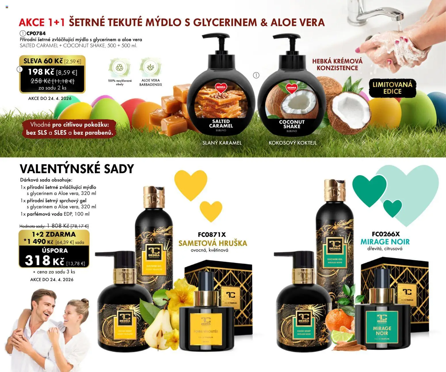 Nové Dedra akcie – leták je platný od 01.02.2026 | Strana: 2 | Produkty: Mydlo, Sprchový gél, Voda