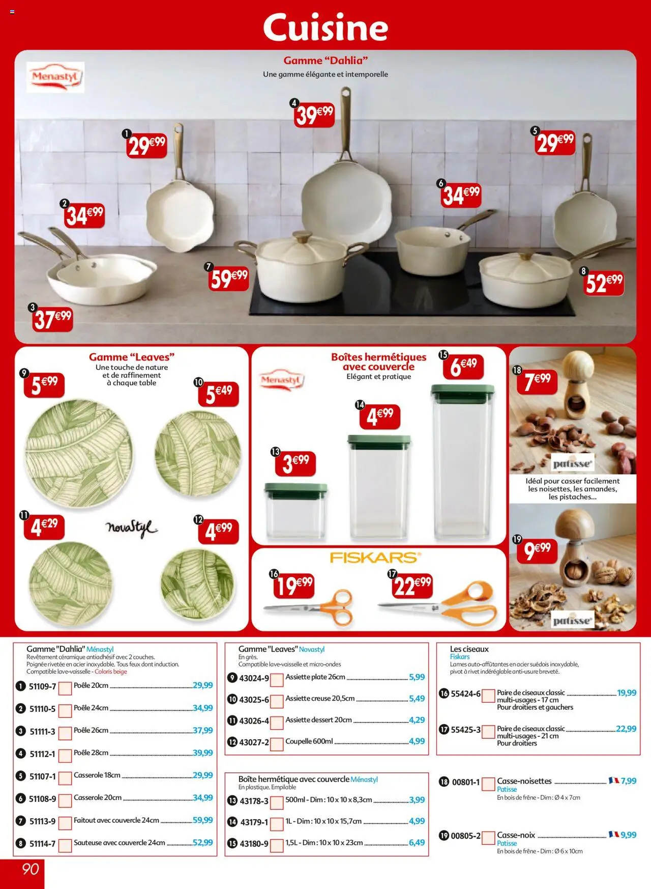 {H1} | Page: 90 | Produits: Poêle, Casserole, Pistaches, Table