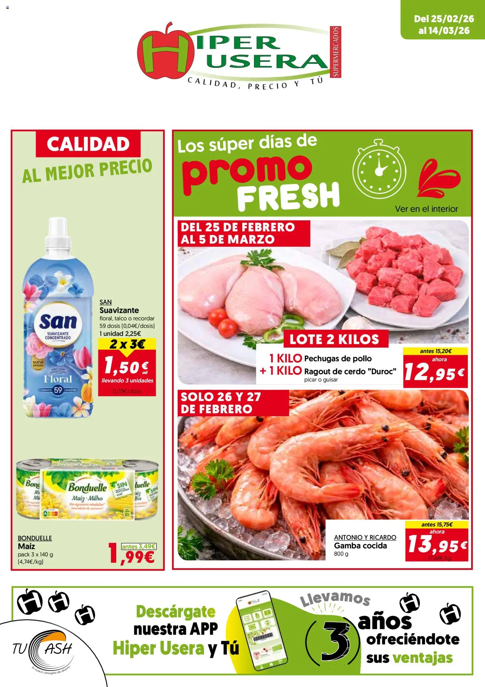 Hiper Usera folleto │ válido desde el 25.02.2026 | Página: 1 | Productos: Cerdo, Suavizante, Gamba