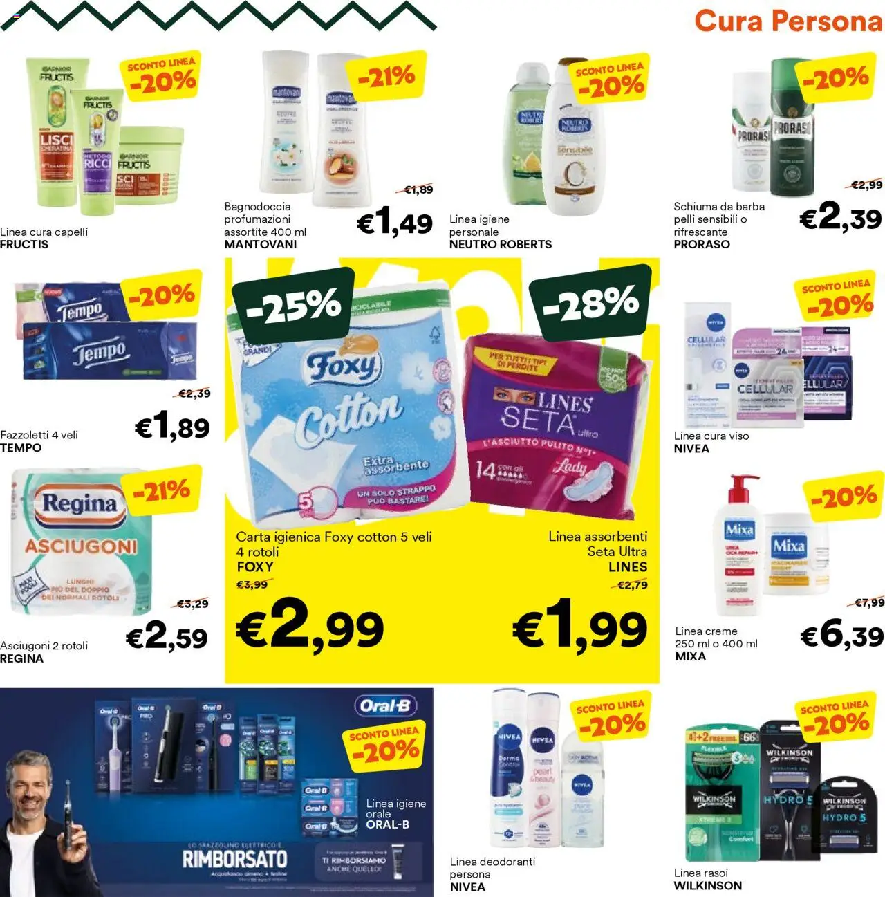 Volantino Unes del 10.09.2025 | Pagina: 15 | Prodotti: Schiuma da barba, Carta igienica, Fazzoletti, Spazzolino elettrico