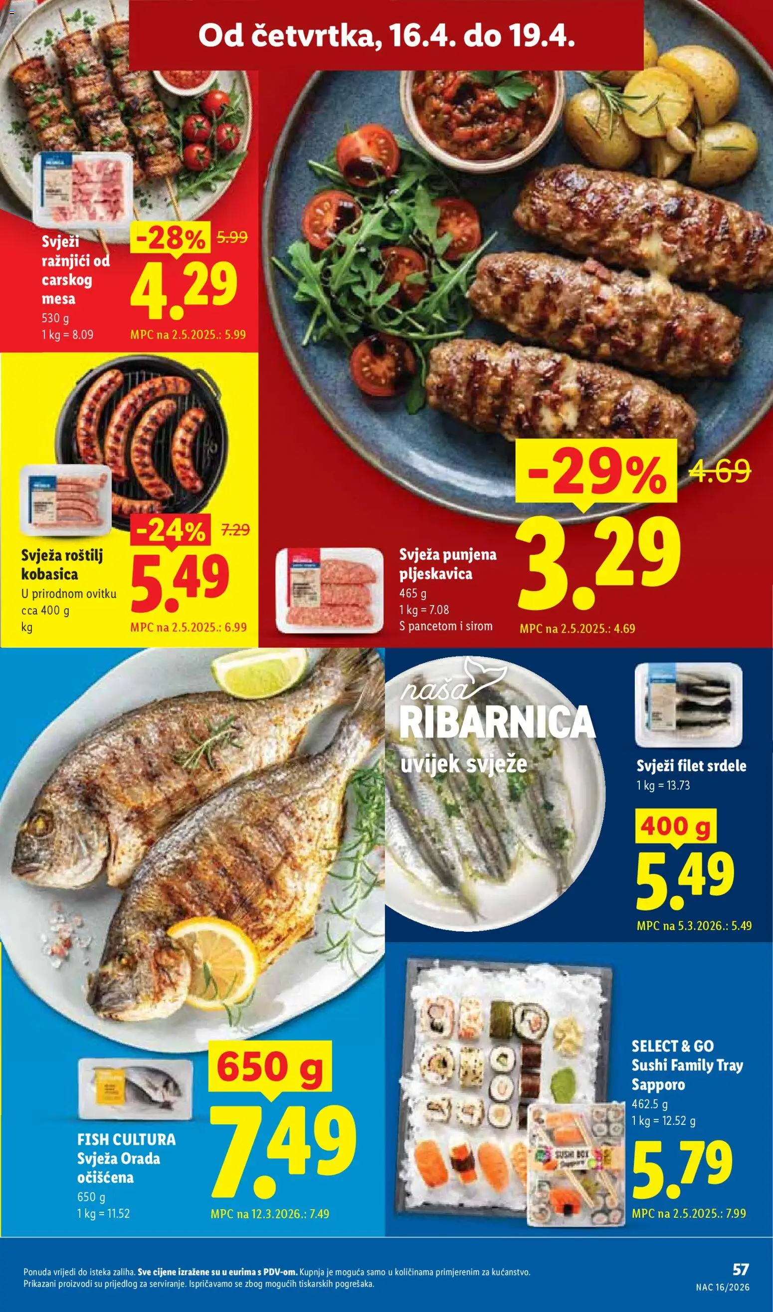 Lidl katalog | vrijedi od 13.04.2026 | Stranica: 57 | Proizvodi: Roštilj, Sushi, Kobasica