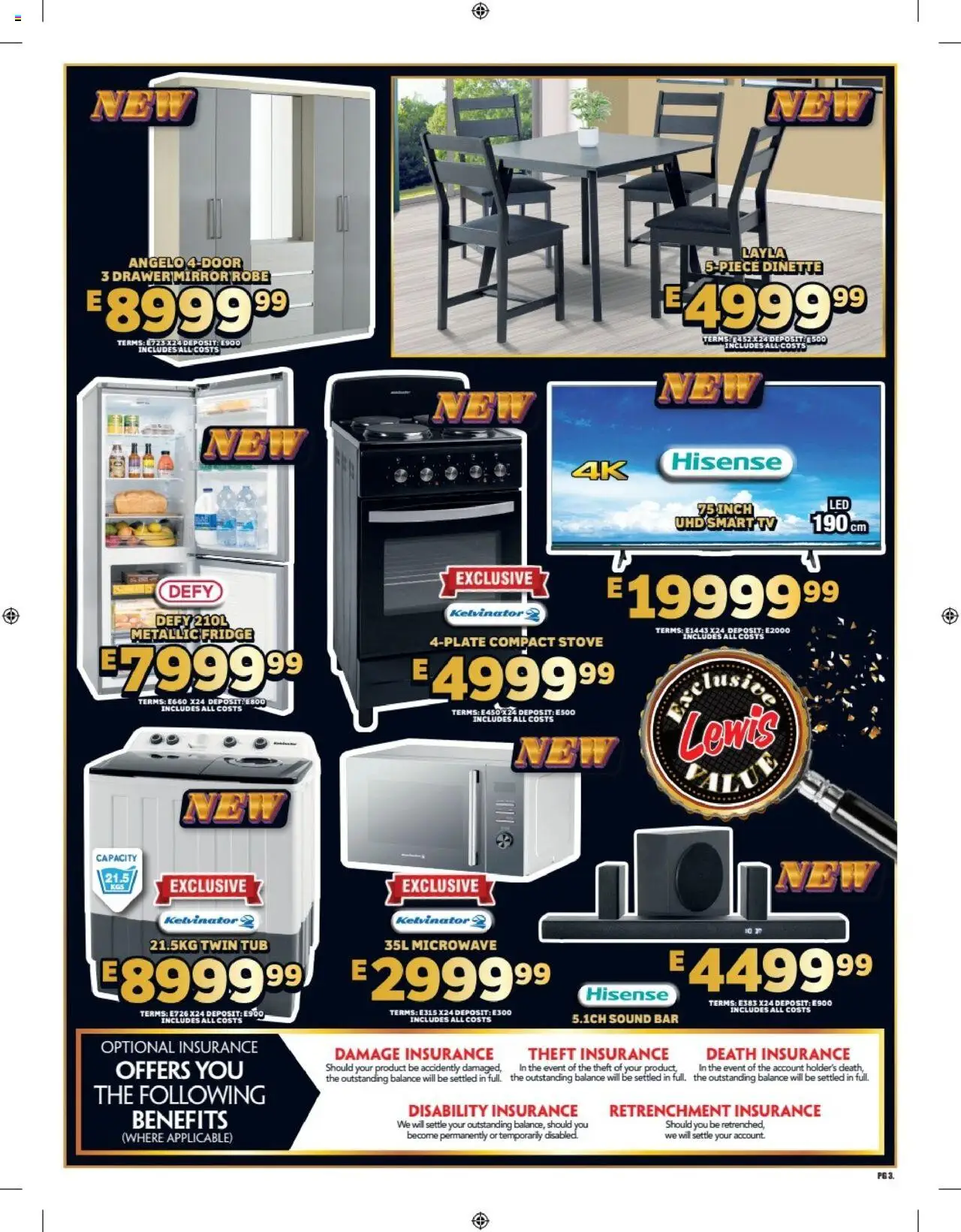 Lewis Stores - Eswatini Leaflet │ valid from 11.08.2025 | Page: 3 | Products: Stove, TV, Mirror, Microwave