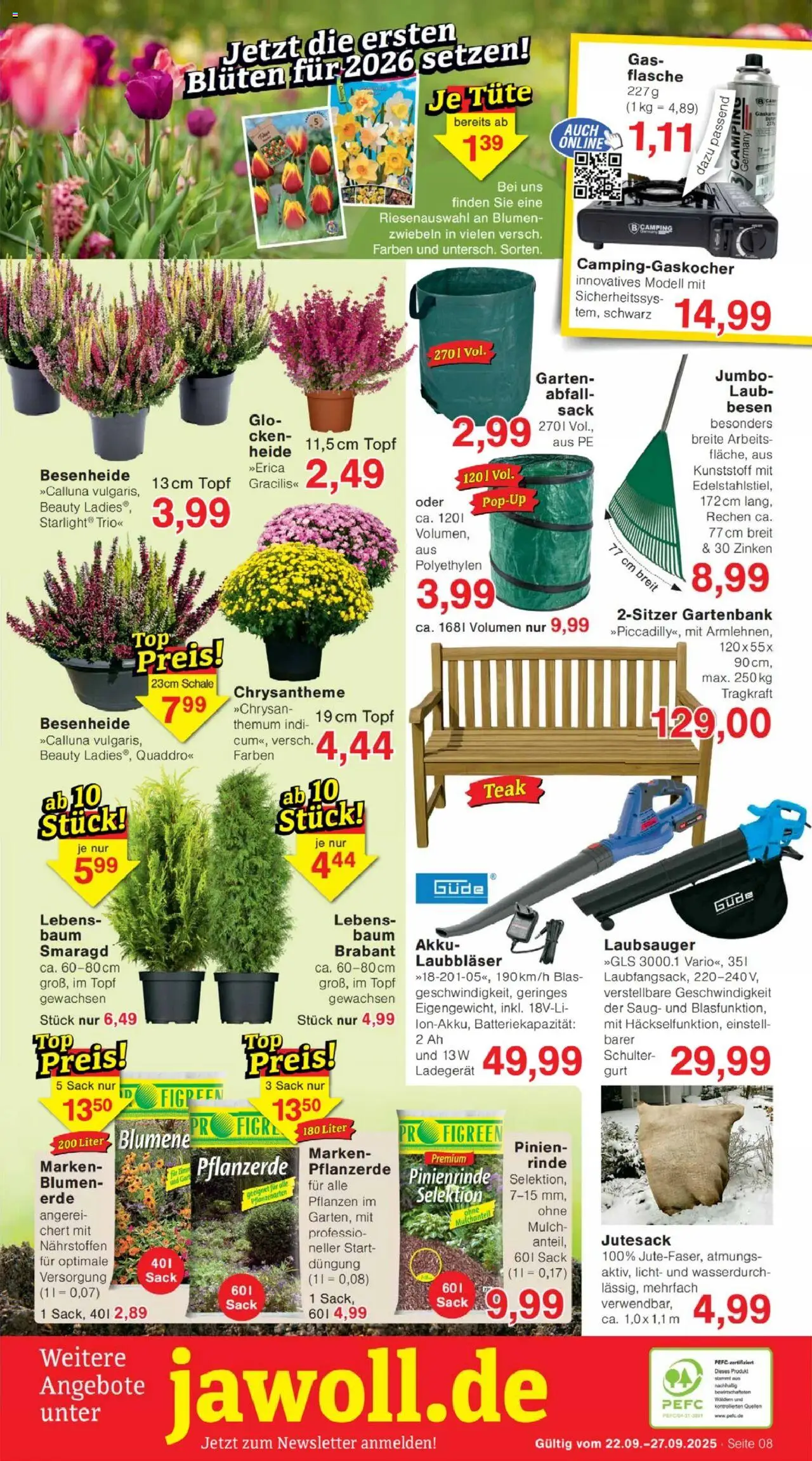 Jawoll Prospekt – gültig ab 22.09.2025 | Seite: 12 | Produkte: Pflanzerde, Blumen, Zwiebeln, Ladegerät