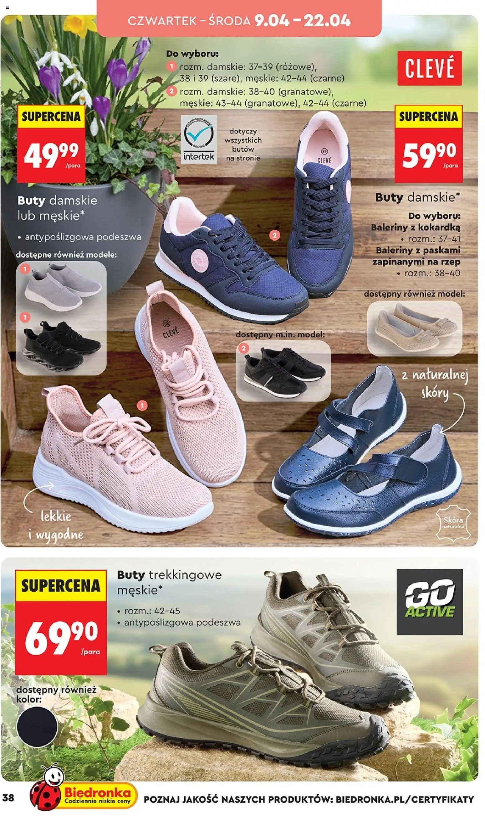 Biedronka gazetka - Hity i inspiracje od 07.04.2026 | Strona: 38 | Produkty: Baleriny, Buty, Buty trekkingowe
