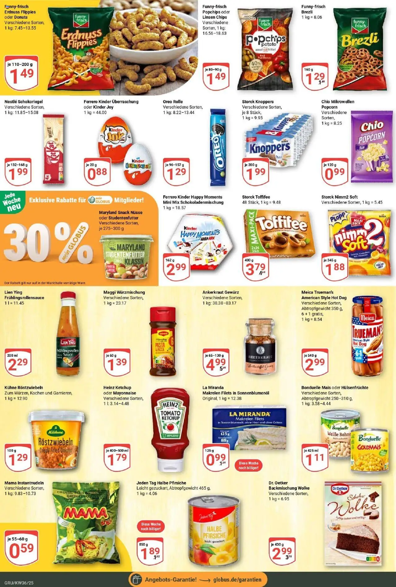 Globus prospekt Grünstadt	 – gültig ab 01.09.2025 | Seite: 17 | Produkte: Heinz ketchup, Kinder joy, Donuts, Chips