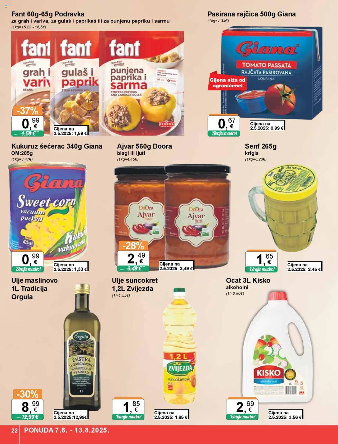 KTC katalog | vrijedi od 07.08.2025 | Stranica: 22 | Proizvodi: Pasirana rajčica, Ulje, Maslinovo ulje, Paprika