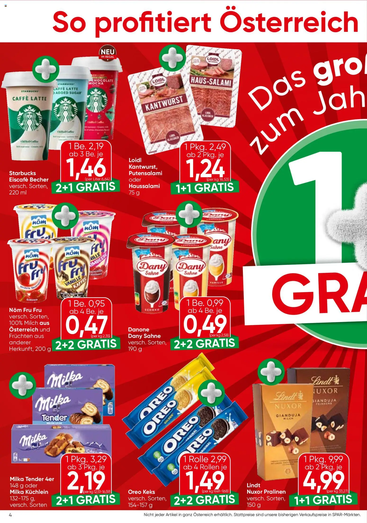 Spar Flugblatt - Salzburg gültig ab 15.01.2026 | Seite: 4 | Produkte: Sahne, Regal, Milch, Kaffee