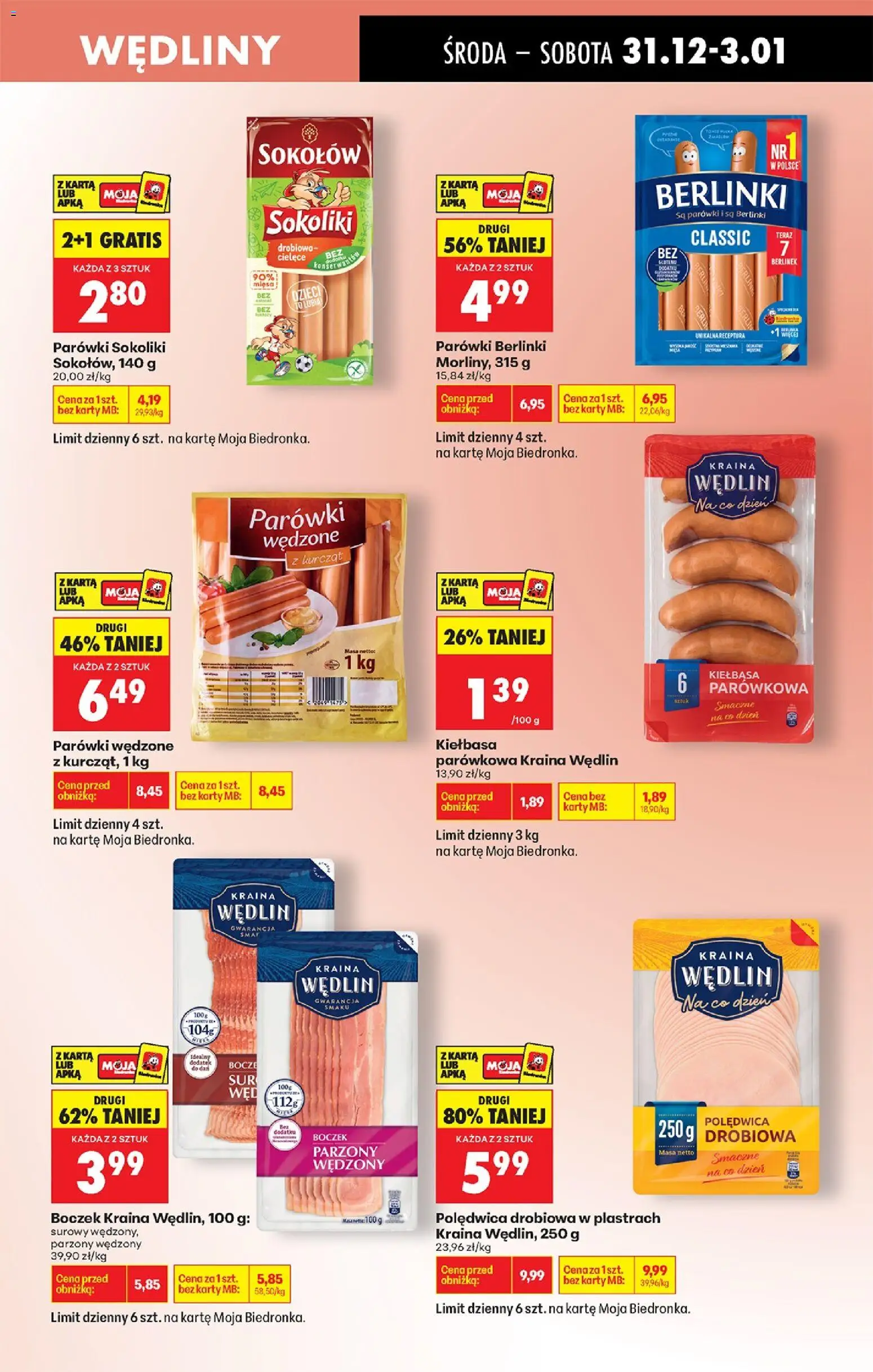 Biedronka gazetka - Oferta w tym tygodniu od 31.12.2025 | Strona: 53 | Produkty: Kiełbasa, Karta, Parówki, Parówki z kurcząt