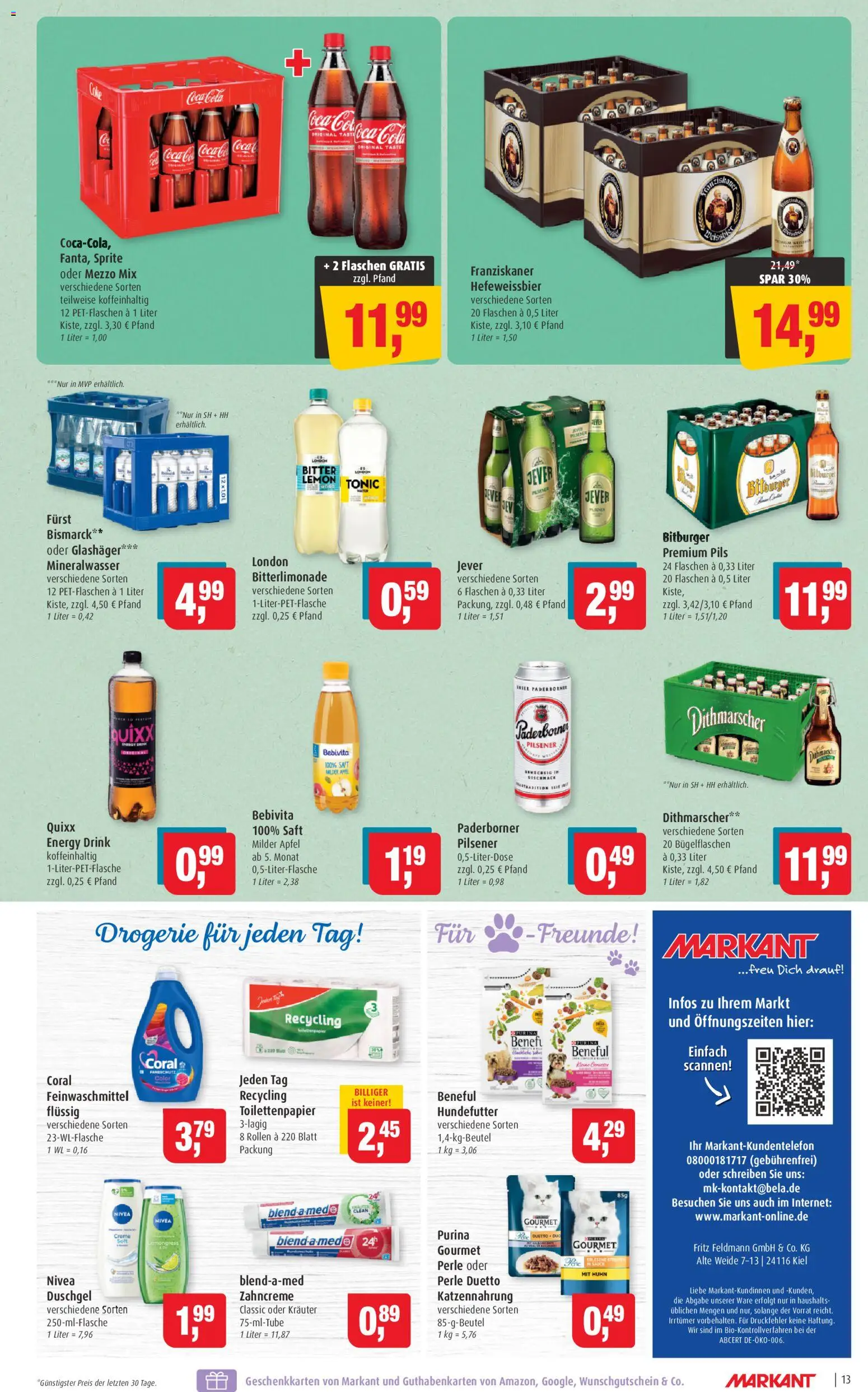 Markant Prospekt 	 – gültig ab 10.11.2025 | Seite: 13 | Produkte: Bitburger, Mezzo mix, Äpfel, Saft