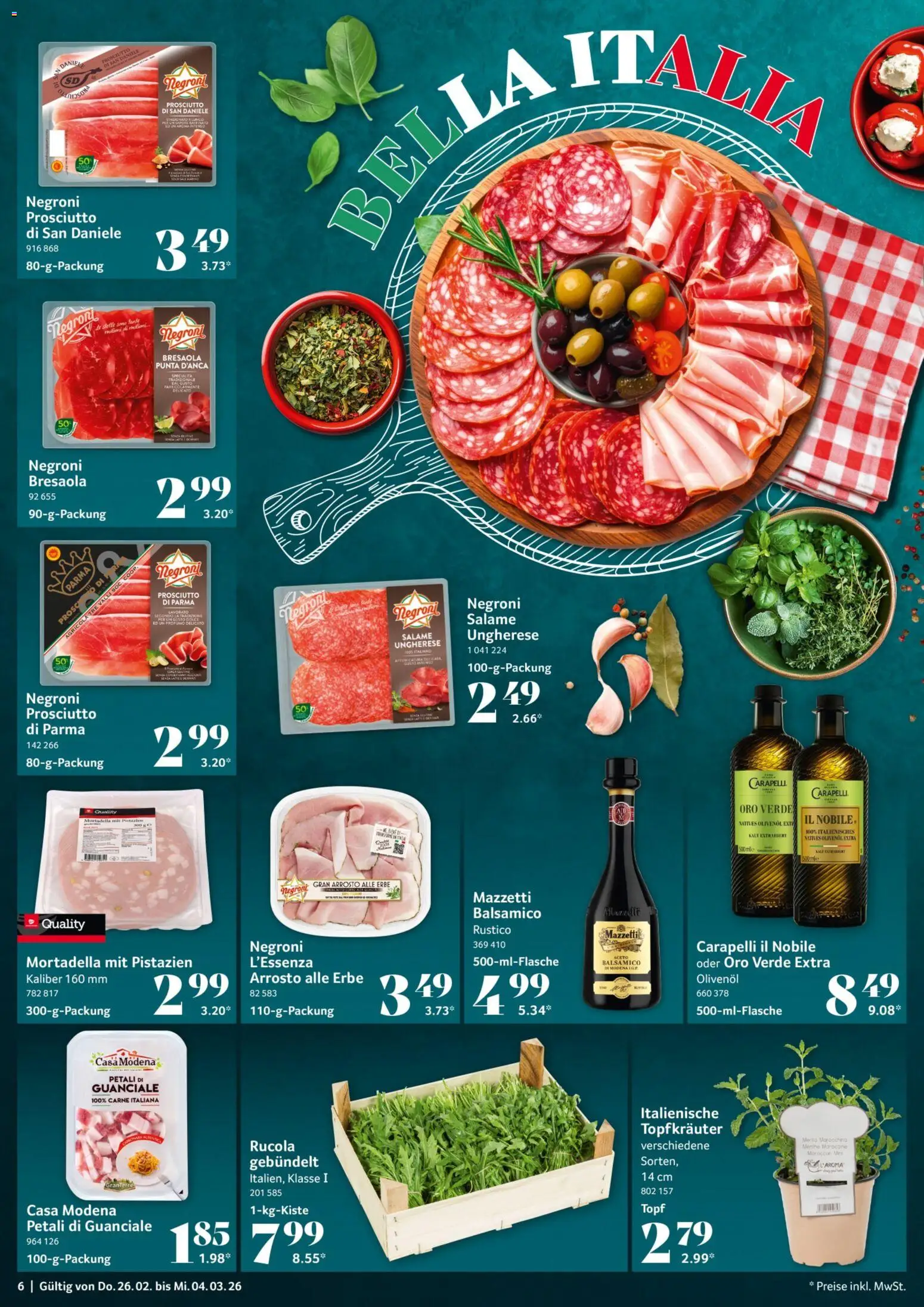Selgros Prospekt 	 – gültig ab 26.02.2026 | Seite: 6 | Produkte: Balsamico, Olivenol, Rucola, Pistazien