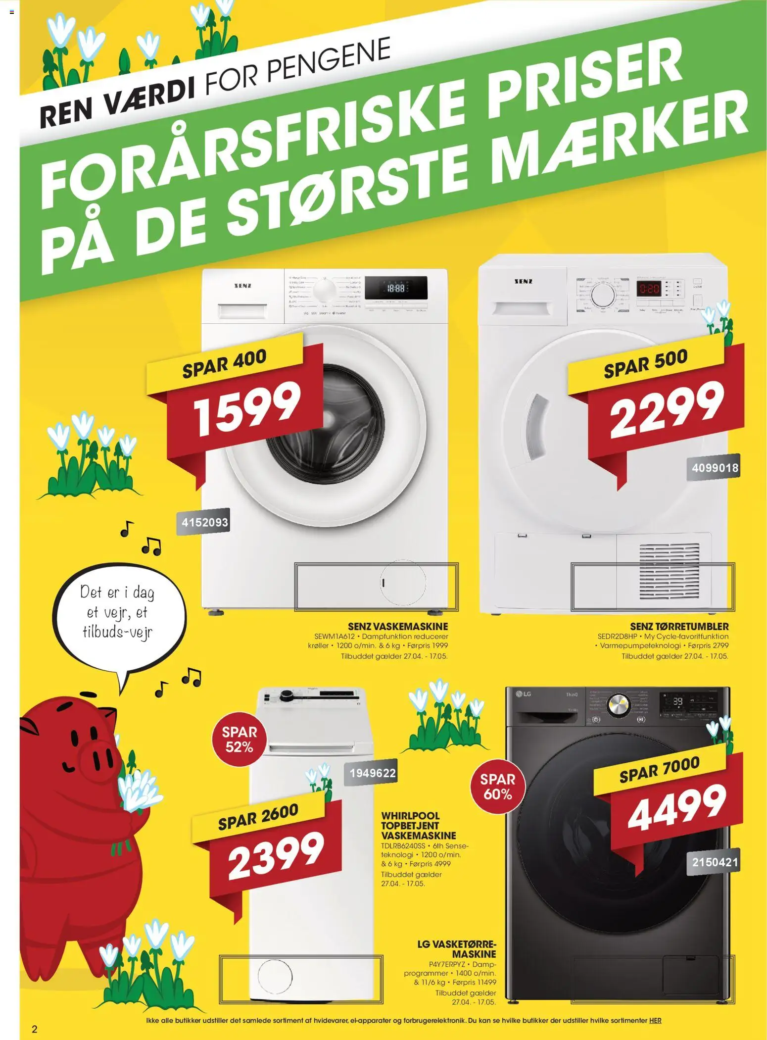 Punkt1 tilbudsavis – gyldig fra 27.04.2026 | Side: 2 | Produkter: Vaskemaskine, Tørretumbler