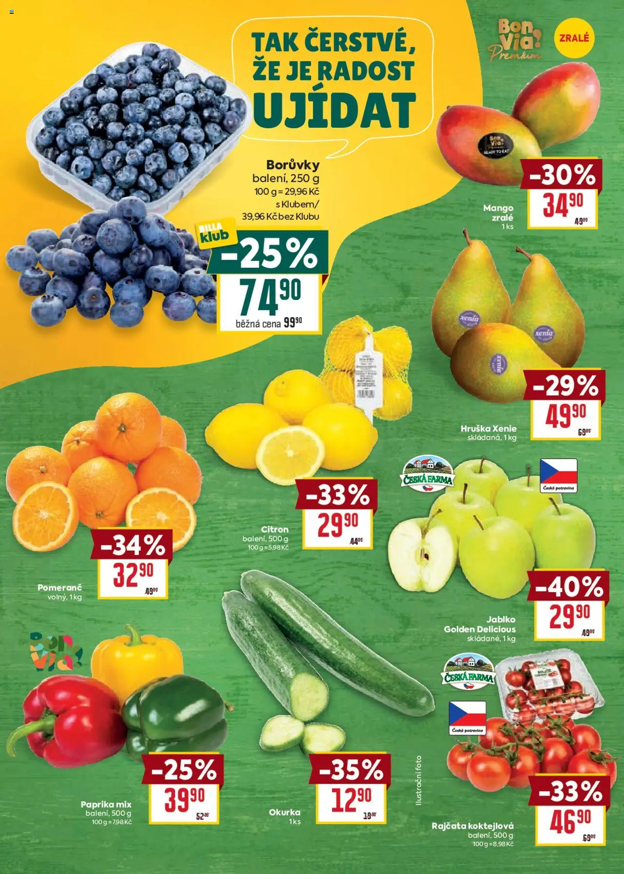 Billa Velký leták od 08.10.2025 | Strana: 2 | Produkty: Rajčata, Borůvky, Citron, Okurka