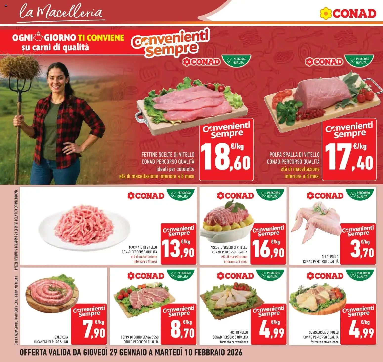 Volantino Conad del 29.01.2026 | Pagina: 12 | Prodotti: Arrosto, Pollo, Salsiccia, Macinato