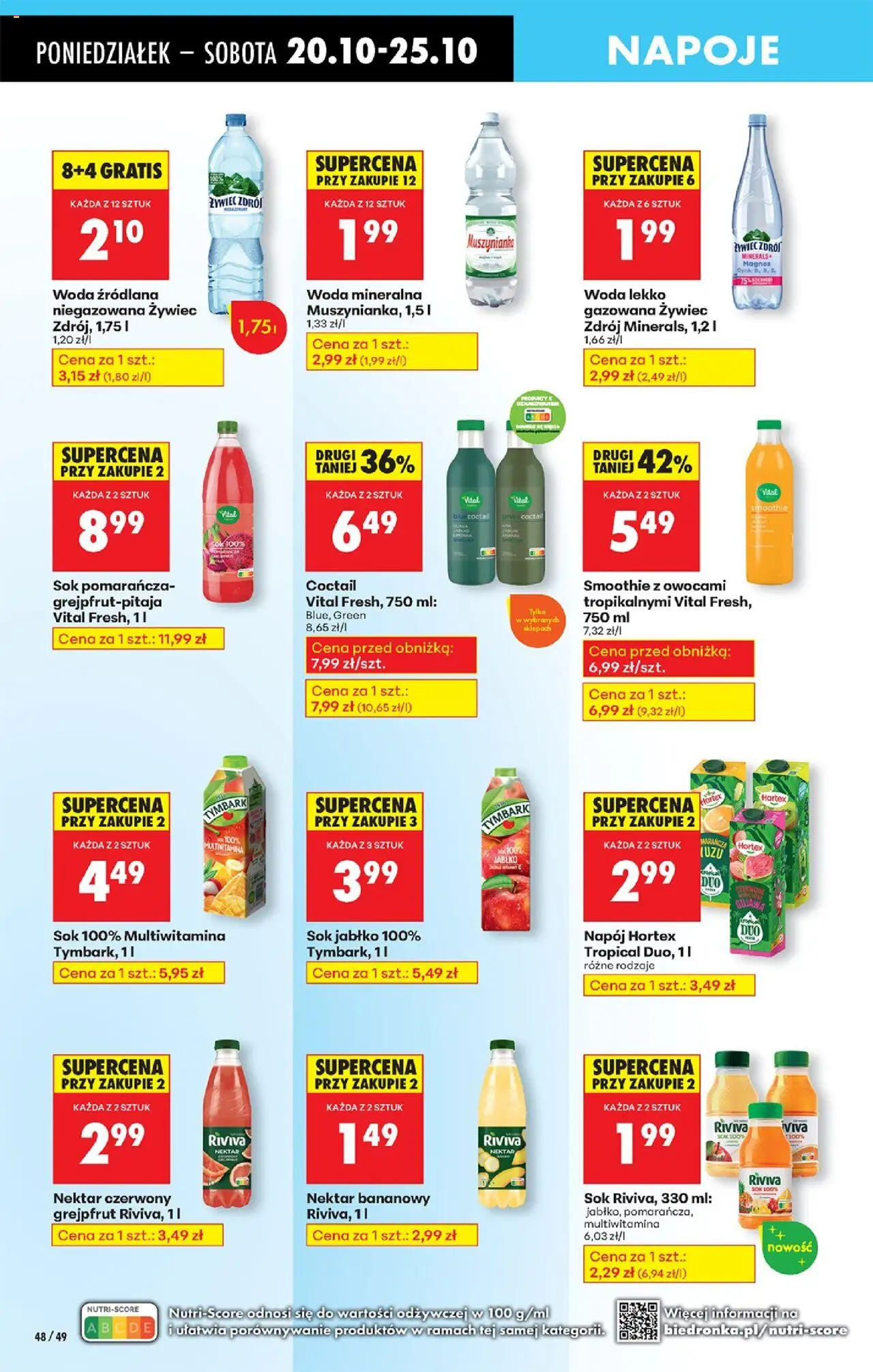 Biedronka gazetka od 20.10.2025 | Strona: 60 | Produkty: Woda źródlana, Smoothie, Sok, Woda