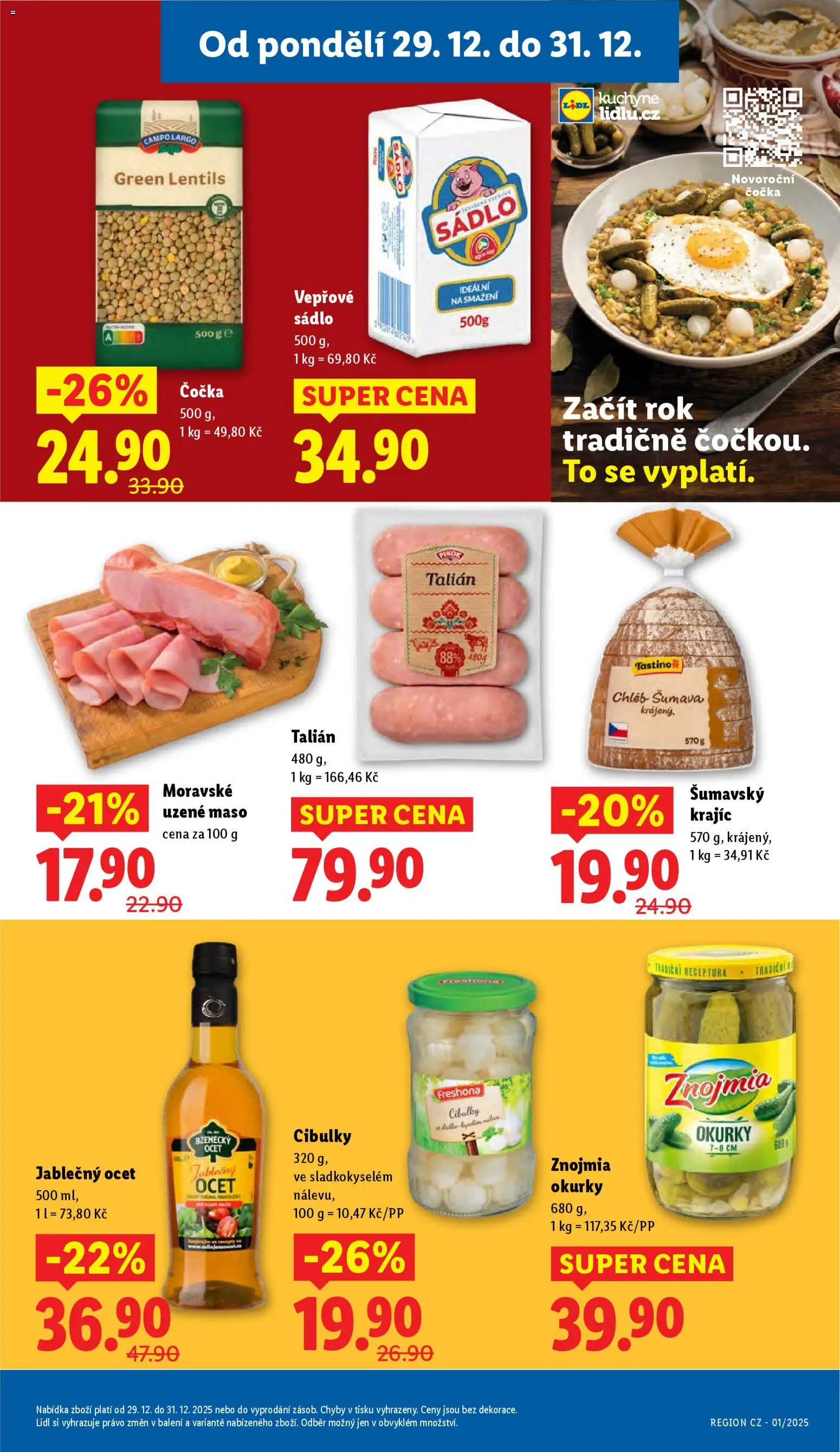Lidl leták od 29.12.2025 | Strana: 13 | Produkty: Sádlo, Čočka, Uzené maso, Chléb
