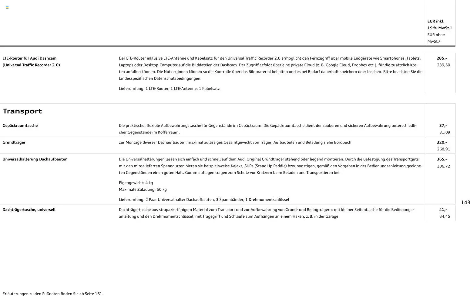 Audi A3 – gültig ab 28.10.2025 | Seite: 143 | Produkte: Ski, Reisetasche