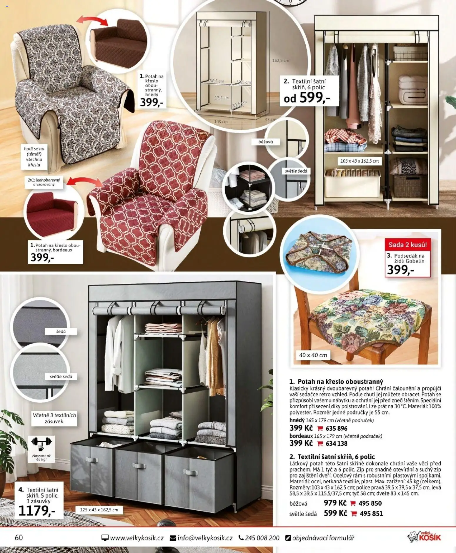 Velký Košík katalog únor 2026 od 01.02.2026 | Strana: 60 | Produkty: Skříně, Křeslo, Police, Šatní skříně