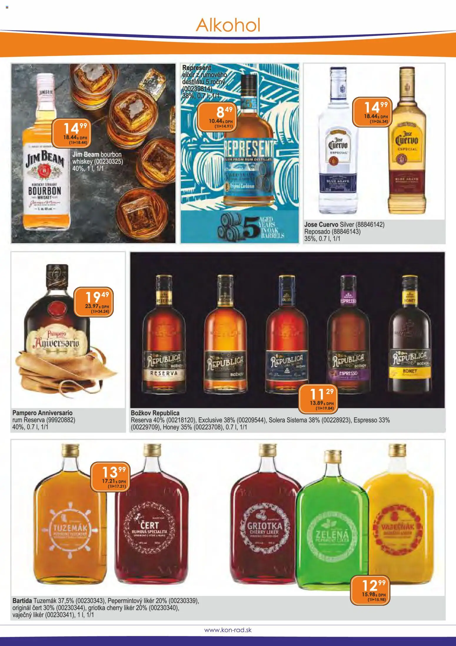 Nové KON - RAD akcie – leták je platný od 01.11.2025 | Strana: 16 | Produkty: Jim Beam, Republica, Alkohol, Rum