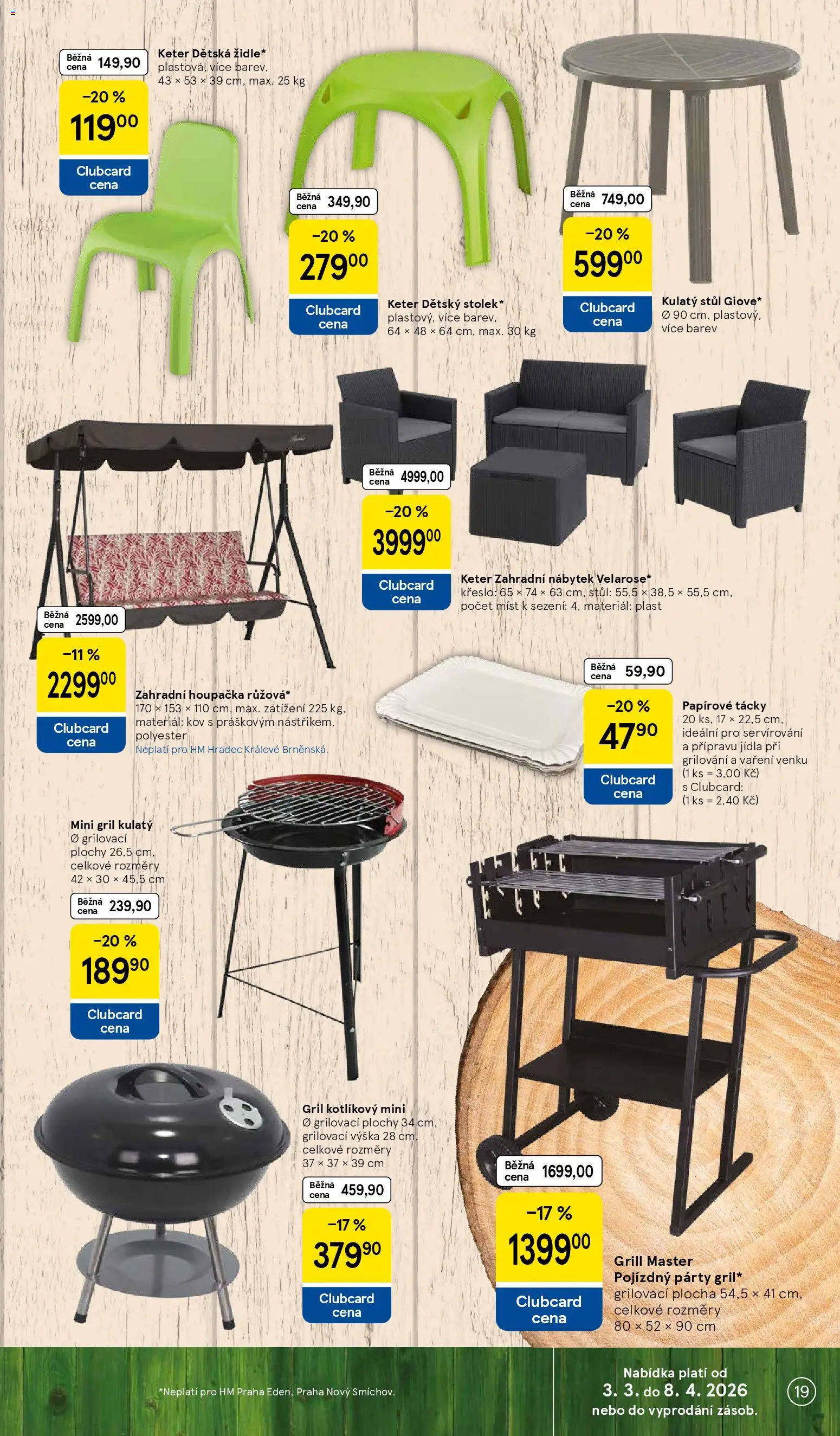 Tesco katalog od 03.03.2026 | Strana: 19 | Produkty: Gril, Houpačka, Křeslo, Stůl