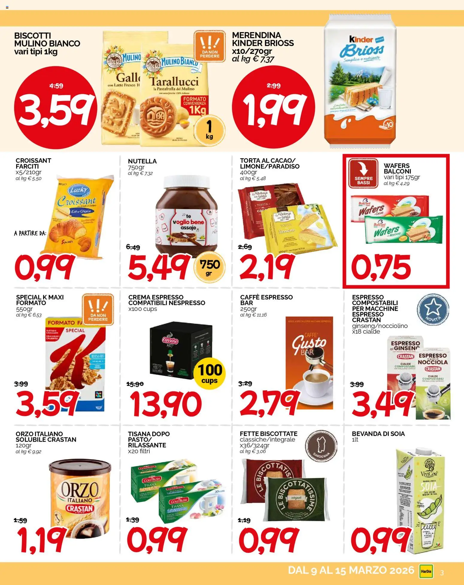 Volantino HarDis del 09.03.2026 | Pagina: 3 | Prodotti: Crema, Caffè, Limone, Nutella