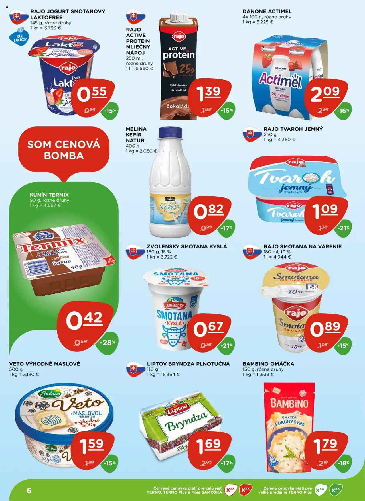 Nové Terno akcie – leták je platný od 09.10.2025 | Strana: 6 | Produkty: Jogurt, Smotana, Čokoláda, Actimel