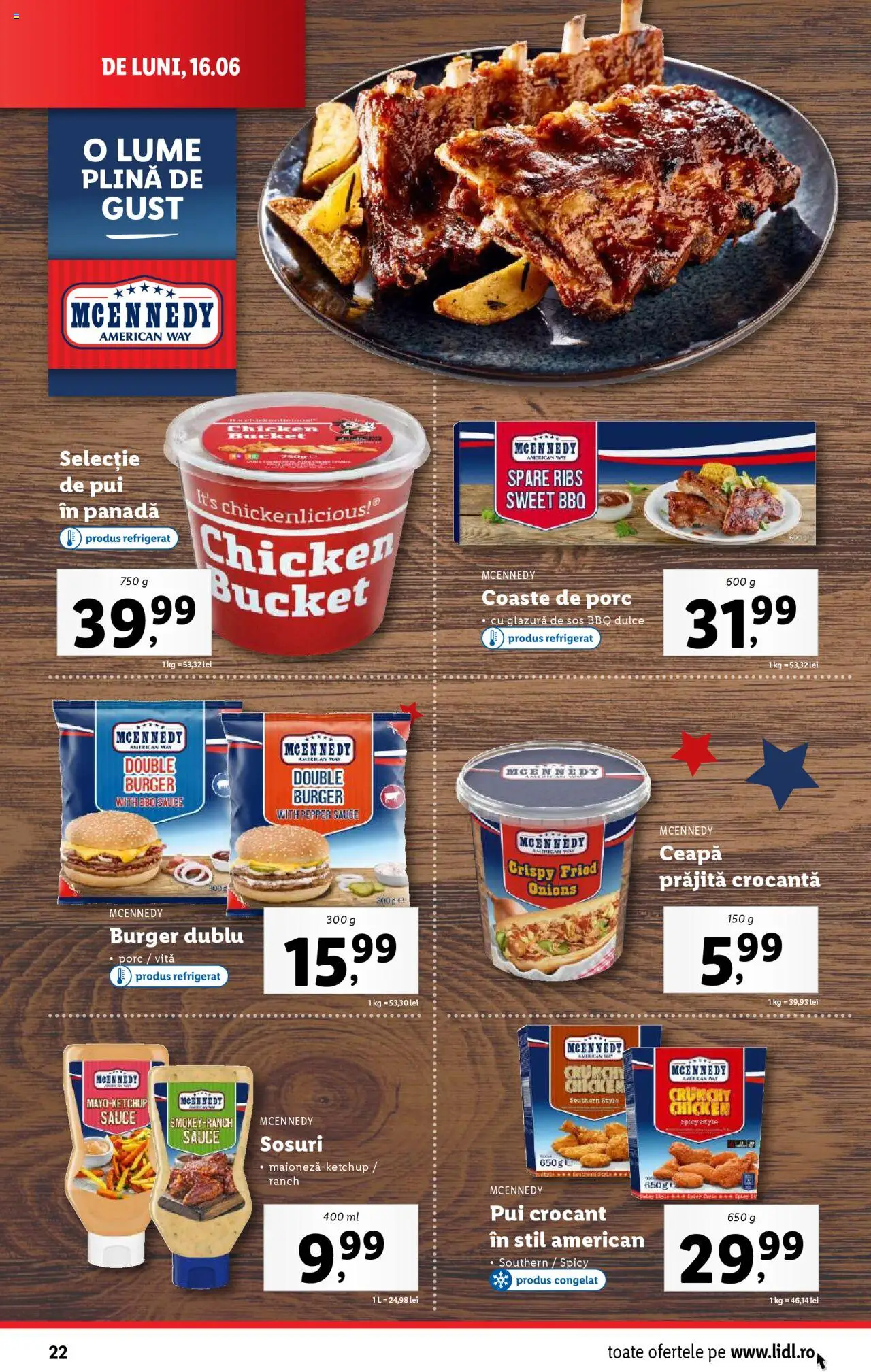 Catalog Lidl – valabil de la 16.06.2025 | Pagină: 22 | Produse: Delgeç, Burger, Ceapă, Sos