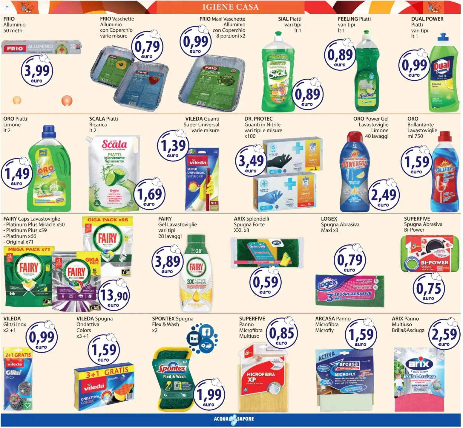 Volantino Acqua e Sapone del 05.03.2026 | Pagina: 14 | Prodotti: Spugna, Limone, Alluminio, Vaschette