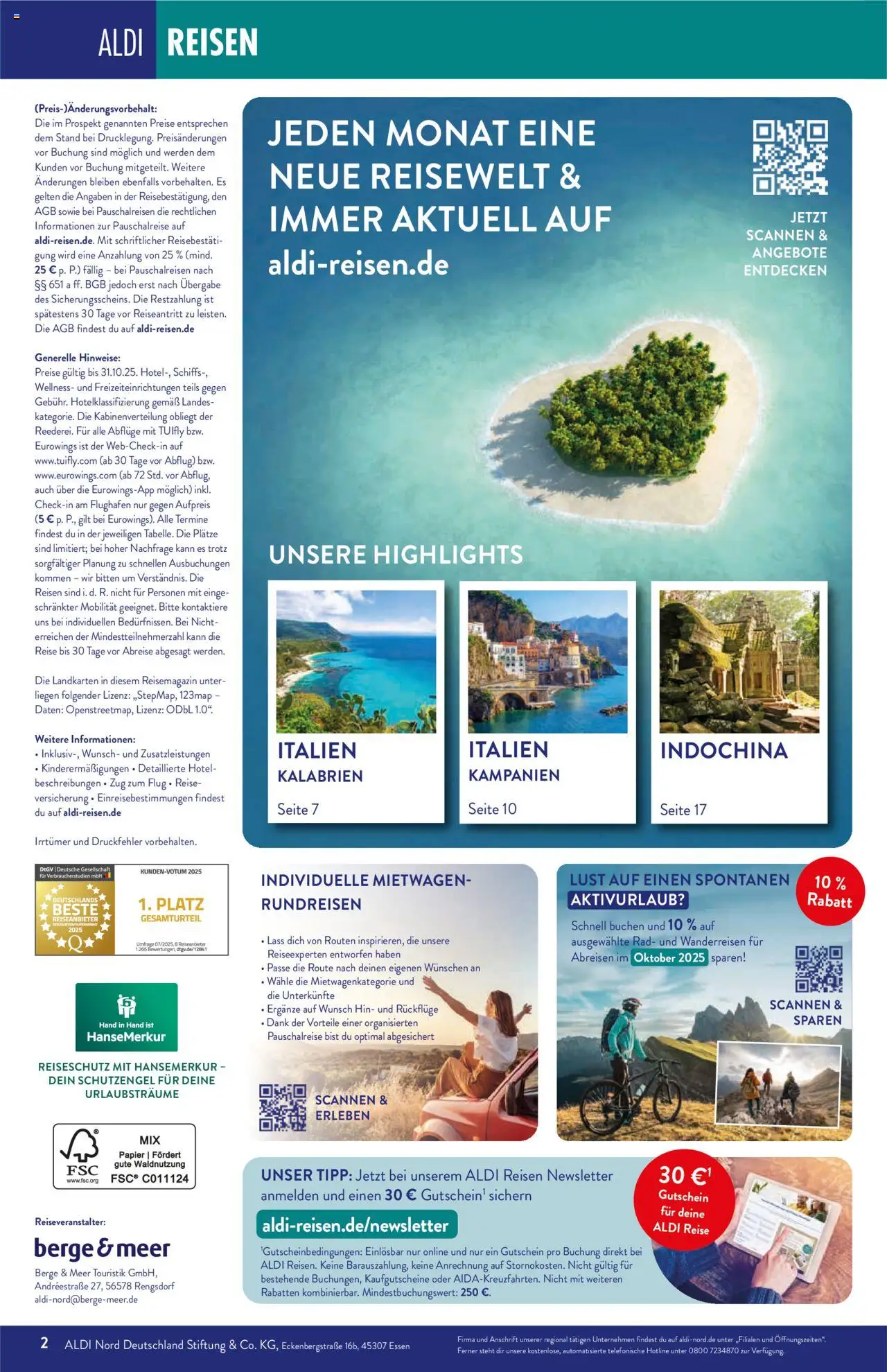Aldi Reisen  Reisemagazin – gültig ab 01.10.2025 | Seite: 2