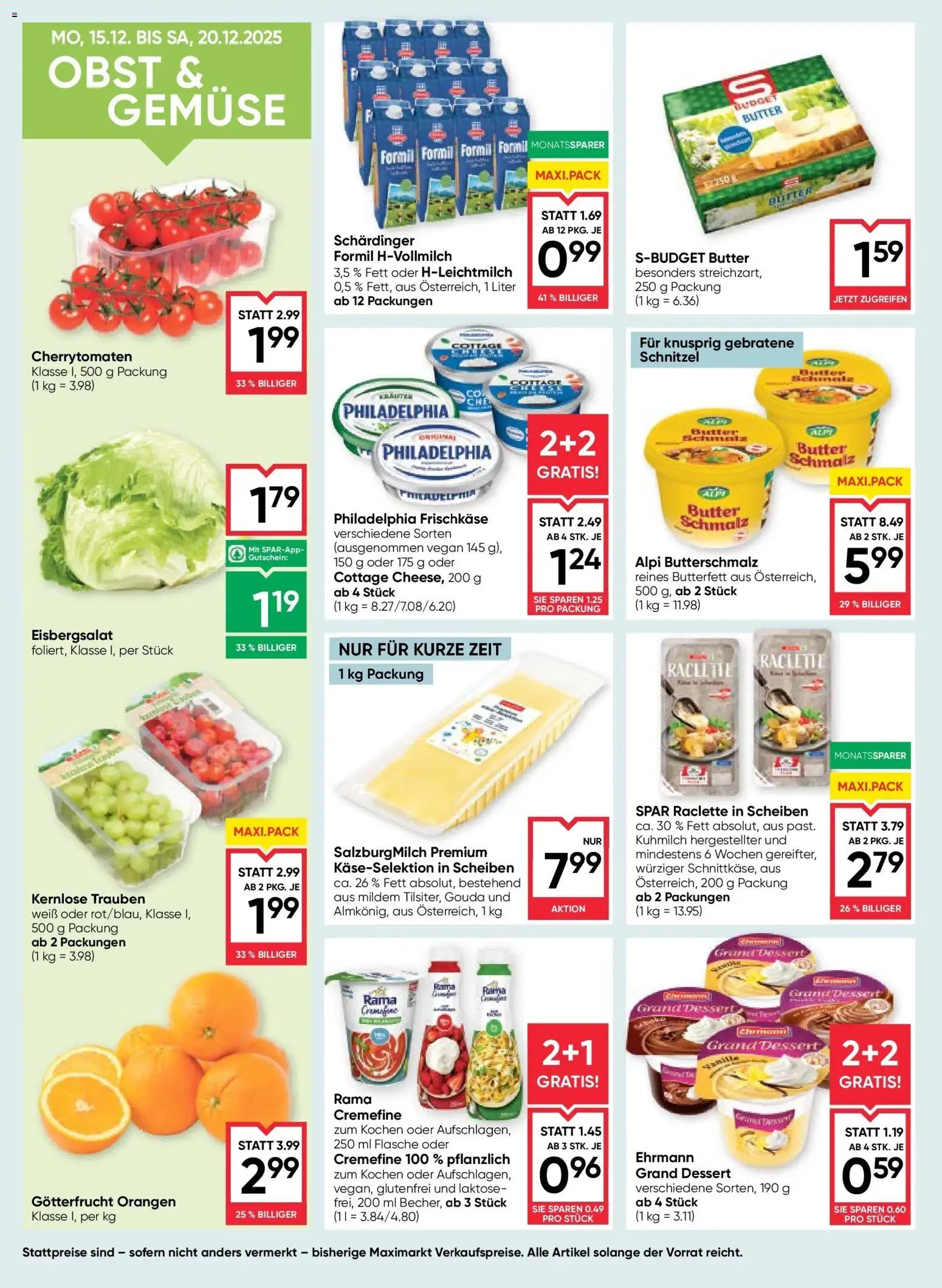 Maximarkt Ried gültig ab 18.12.2025 | Seite: 14 | Produkte: Gemüse, Obst, Dolce gusto kapszula, Butter