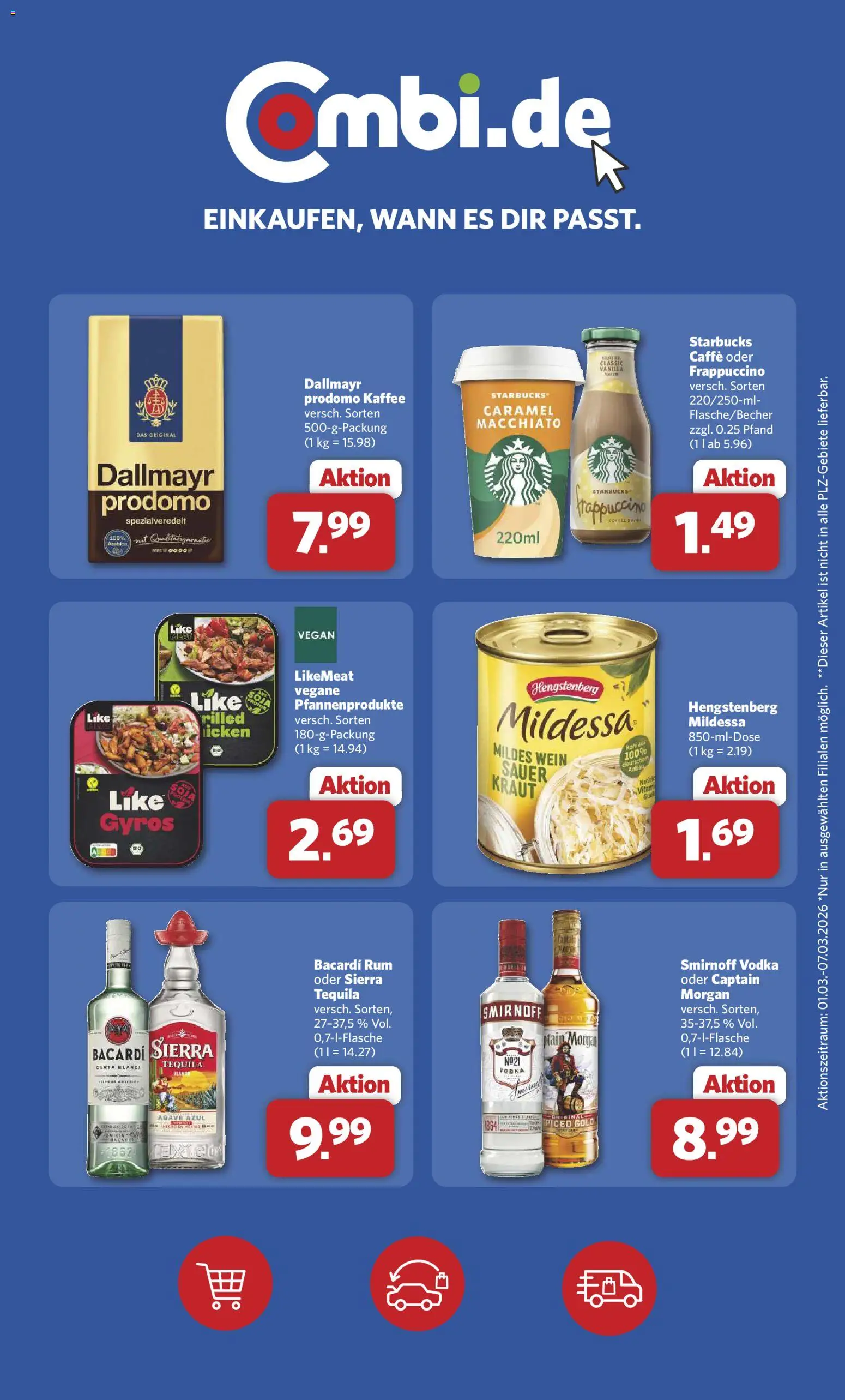 Combi Wochen Knaller – gültig ab 01.03.2026 | Seite: 2 | Produkte: Kaffee, Rum, Kraut, Wein