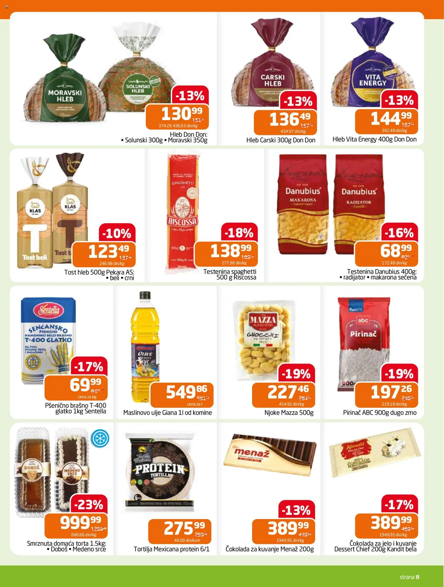Gomex katalog - važi od 21.01.2026 | Strana: 8 | Proizvode: Tost hleb, Čokolada, Maslinovo ulje, Torta