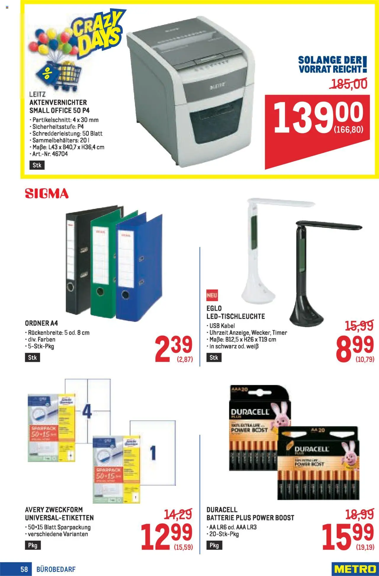 Metro angebote Profi gültig ab 16.10.2025 | Seite: 58 | Produkte: Kabel, USB, Aktenvernichter, Batterie