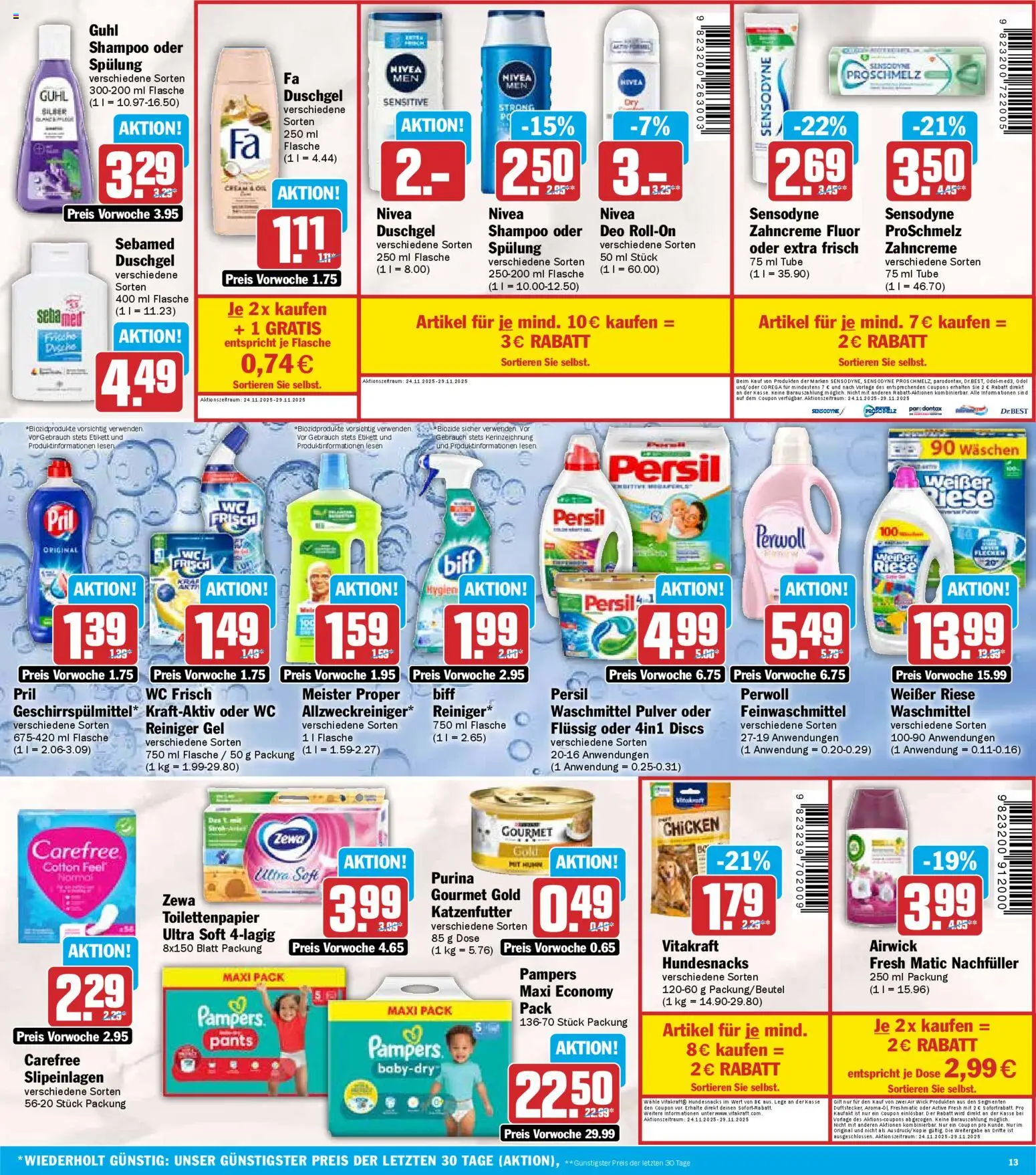 HIT - Wochenprospekt – gültig ab 24.11.2025 | Seite: 13 | Produkte: Pampers, Zewa, Shampoo, Persil