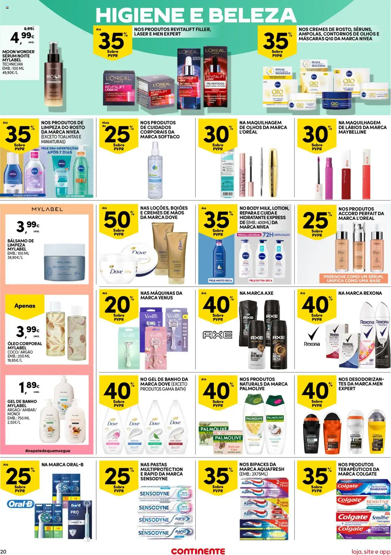 Continente Semanal Continente Bom Dia │ válido de 21.10.2025 | Página: 20 | Produtos: Maquilhagem, Base, Sérum, Óleo