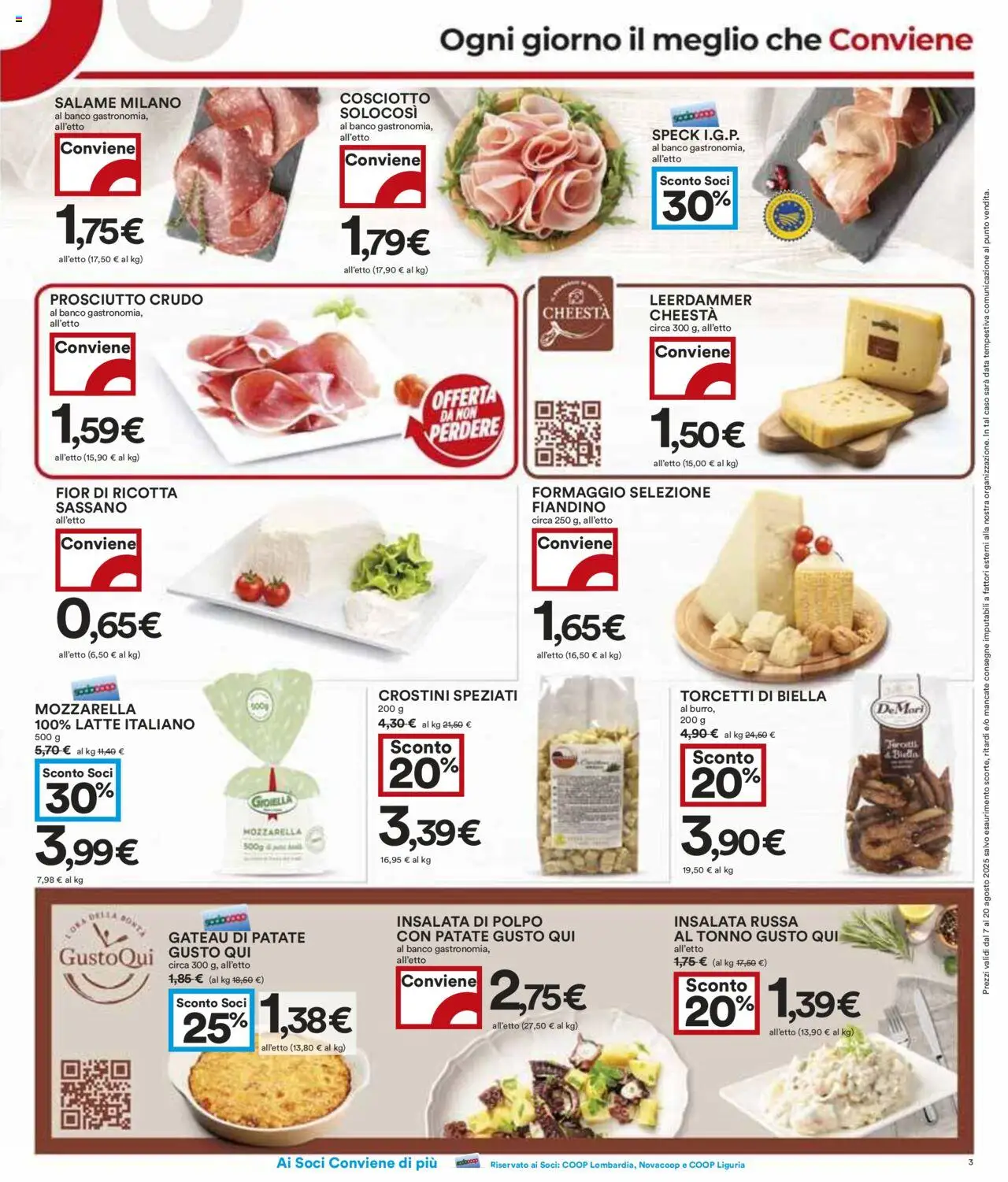 Volantino COOP del 07.08.2025 | Pagina: 3 | Prodotti: Speck, Prosciutto Crudo, Prosciutto, Ricotta