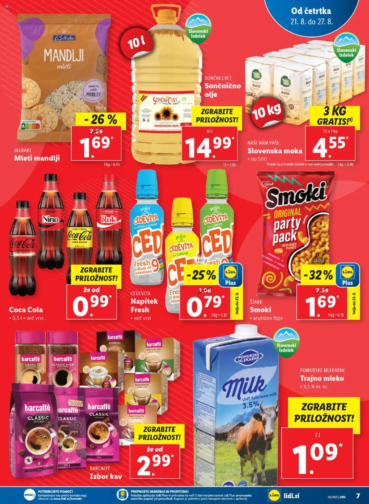 Lidl katalog │ velja od 21.08.2025 | Stran: 7 | Izdelki: Moka, Flips, Mleko, Olje