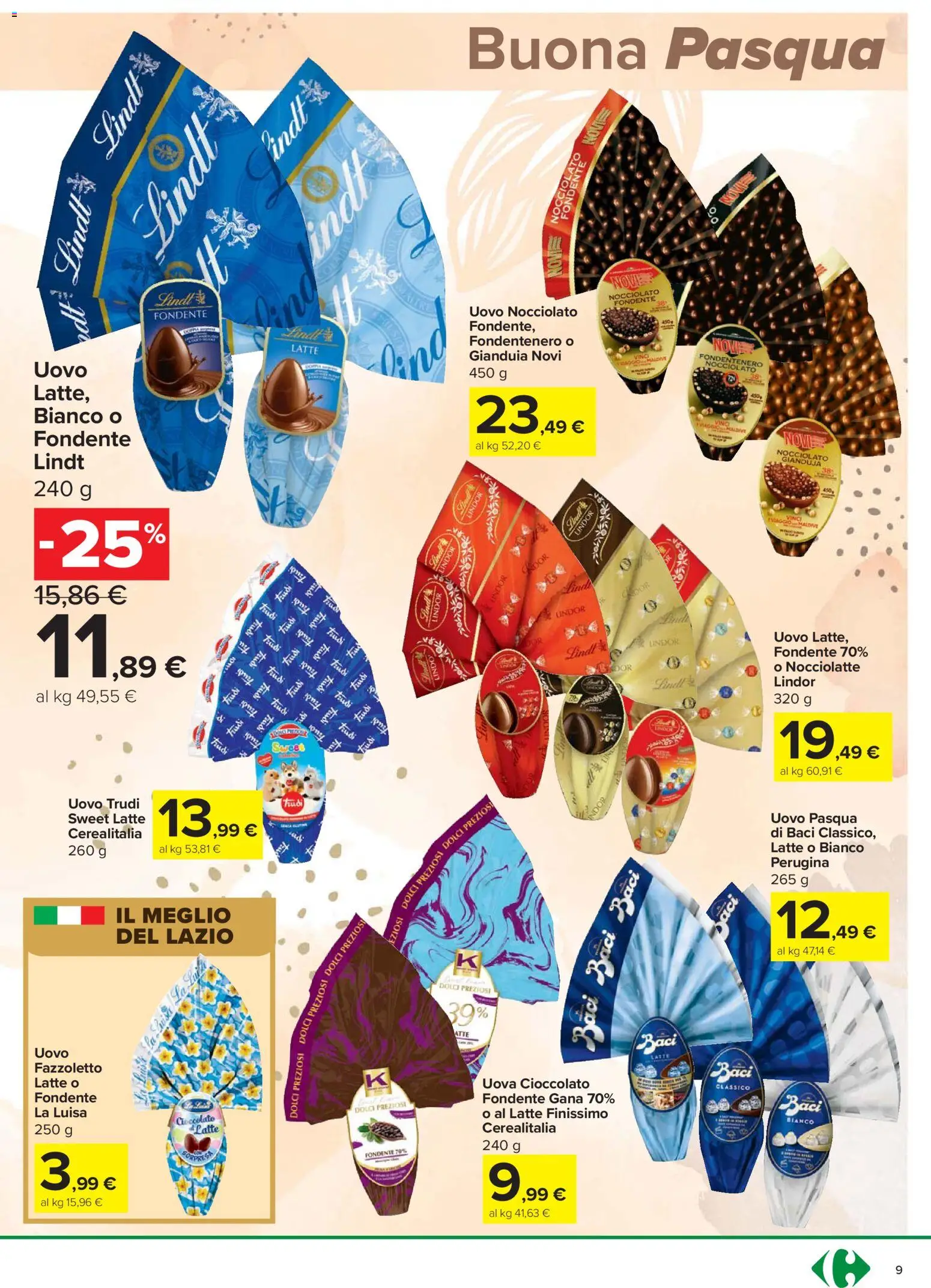 Volantino Carrefour del 24.03.2026 | Pagina: 9 | Prodotti: Uova, Cioccolato, Latte