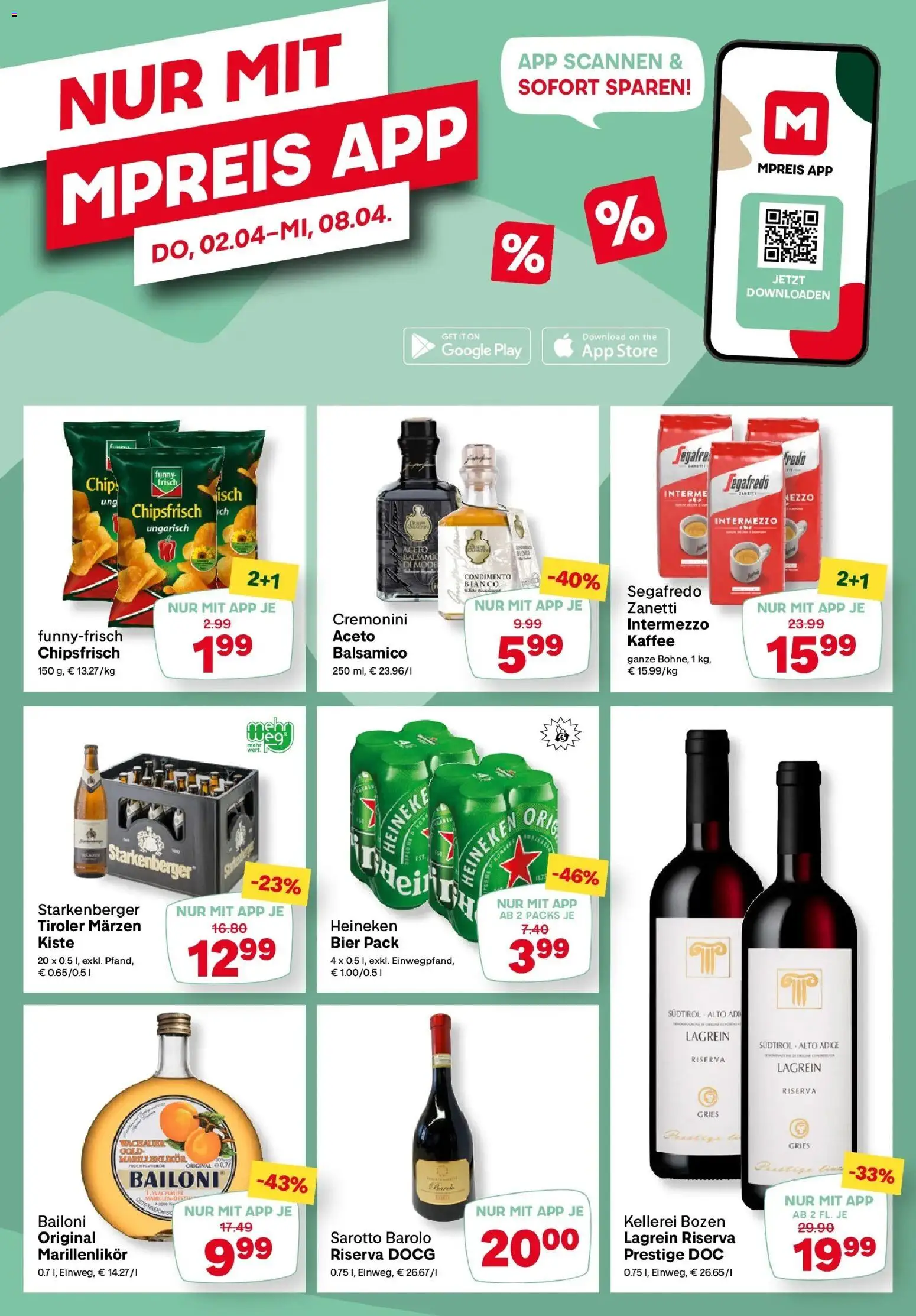 MPREIS Velden gültig ab 02.04.2026 | Seite: 14 | Produkte: Chips, Kaffee, Bier
