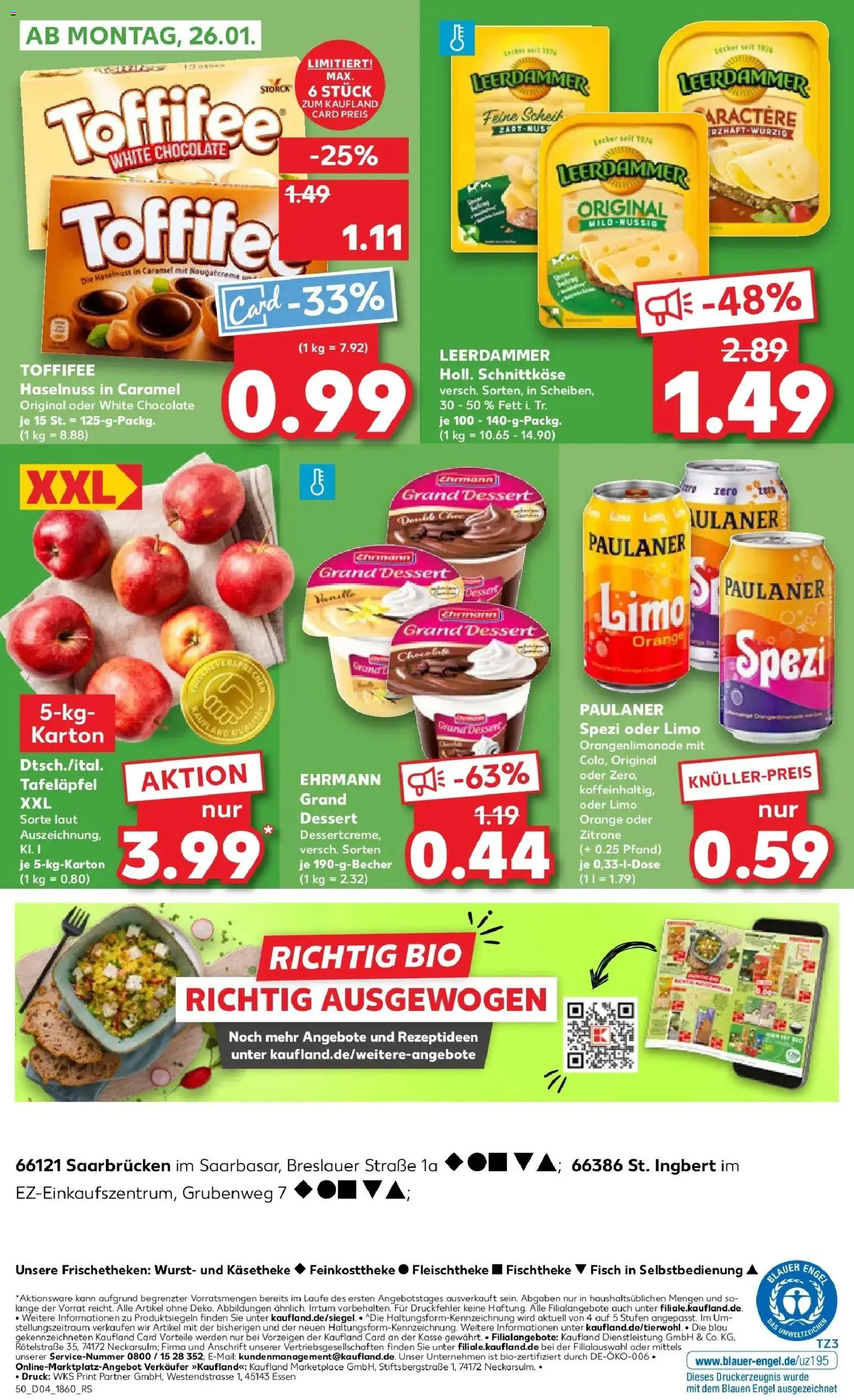 Kaufland prospekt St. Ingbert	 – gültig ab 22.01.2026 | Seite: 50 | Produkte: Ehrmann grand dessert, Paulaner spezi, Leerdammer, Wurst