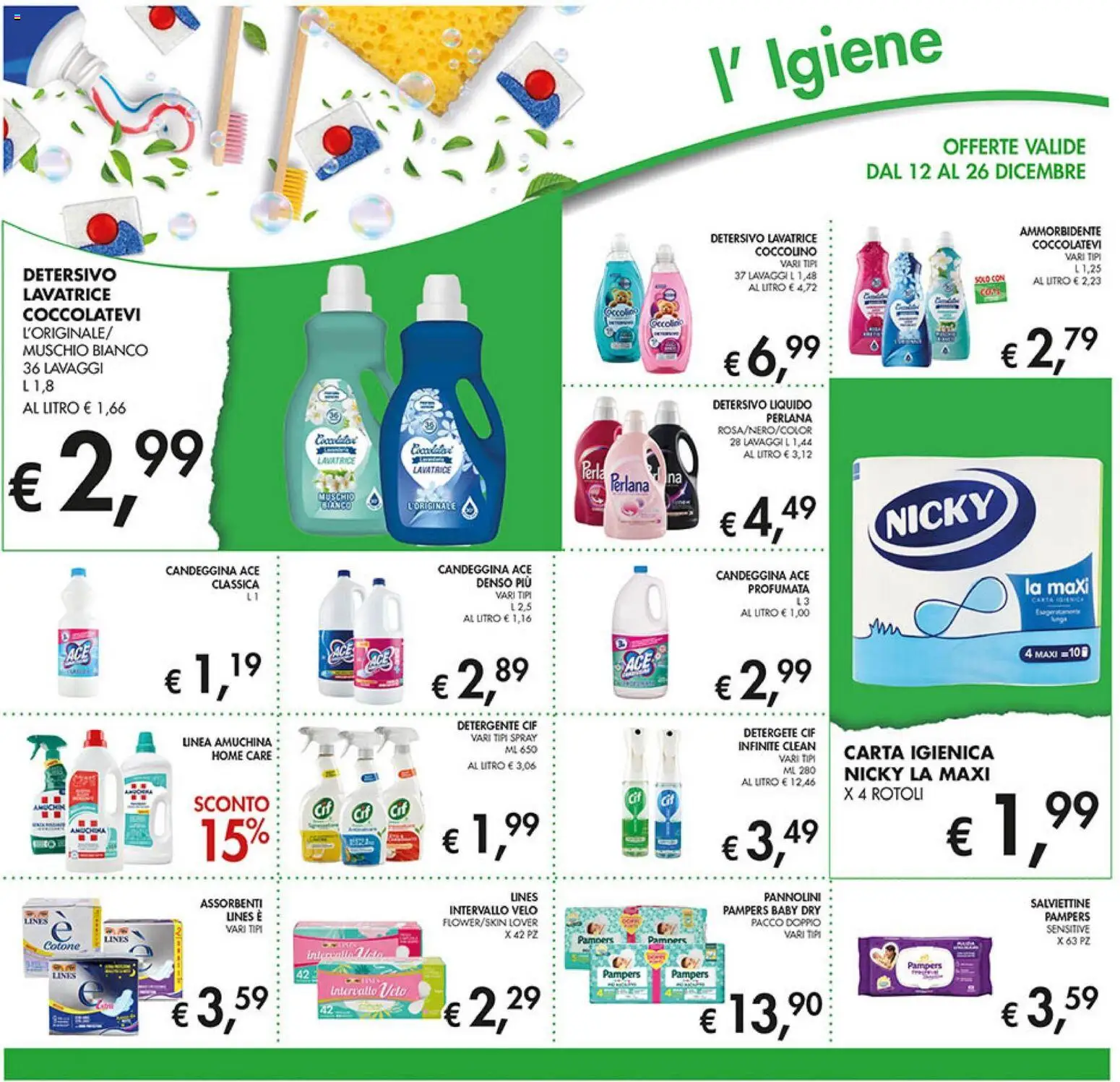 Volantino Coal del 12.12.2025 | Pagina: 26 | Prodotti: Pannolini, Ammorbidente, Detergente, Pampers