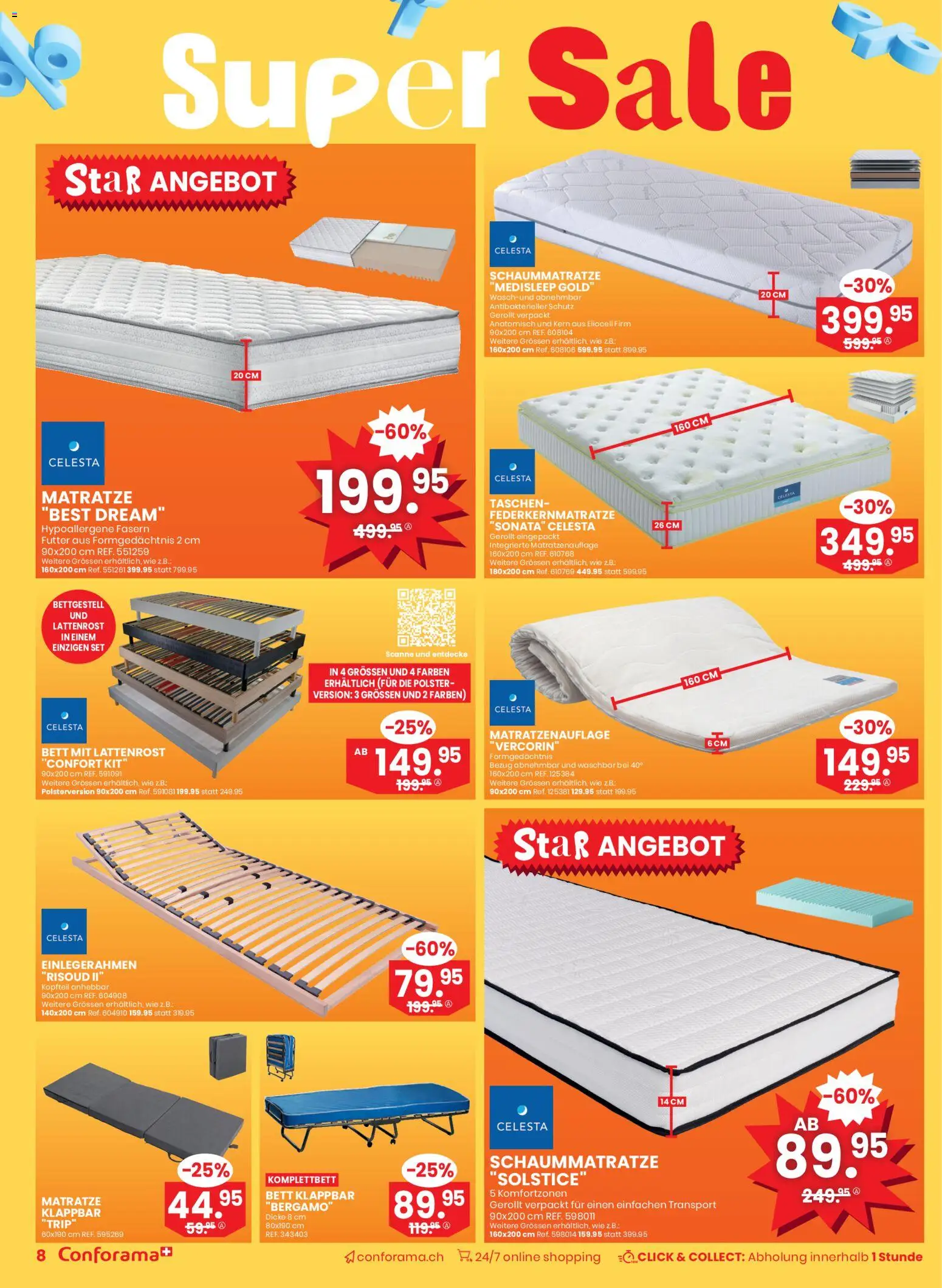 Conforama Aktionen Super Sale – gültig ab 17.12.2025 | Seite: 8 | Produkte: Matratze, Lattenrost, Bett