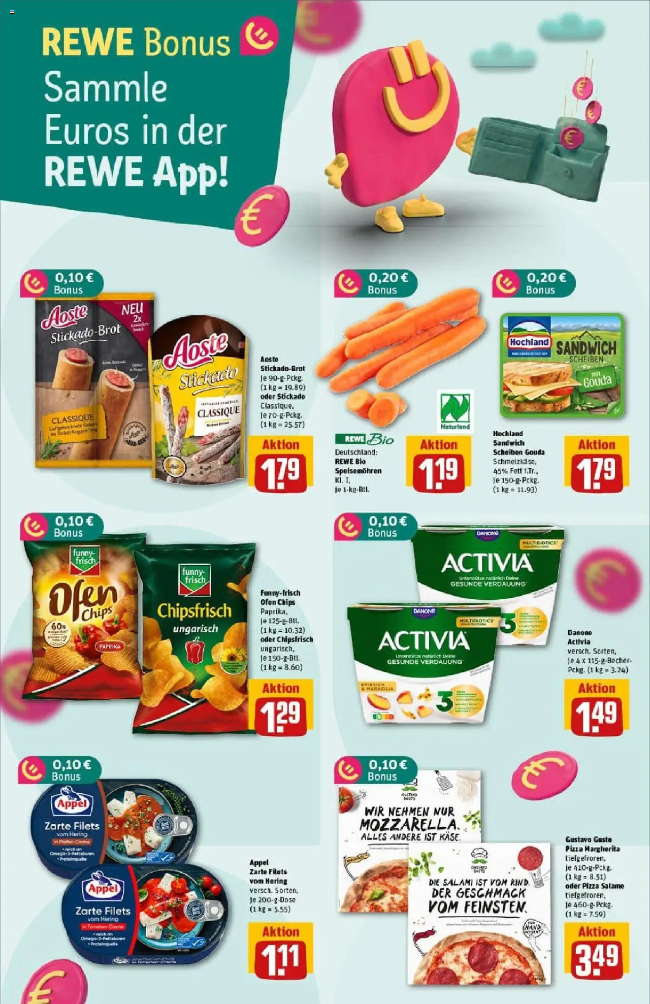 Rewe prospekt Asslar	 – gültig ab 13.10.2025 | Seite: 4 | Produkte: Gustavo gusto, Ofen, Activia, Mozzarella