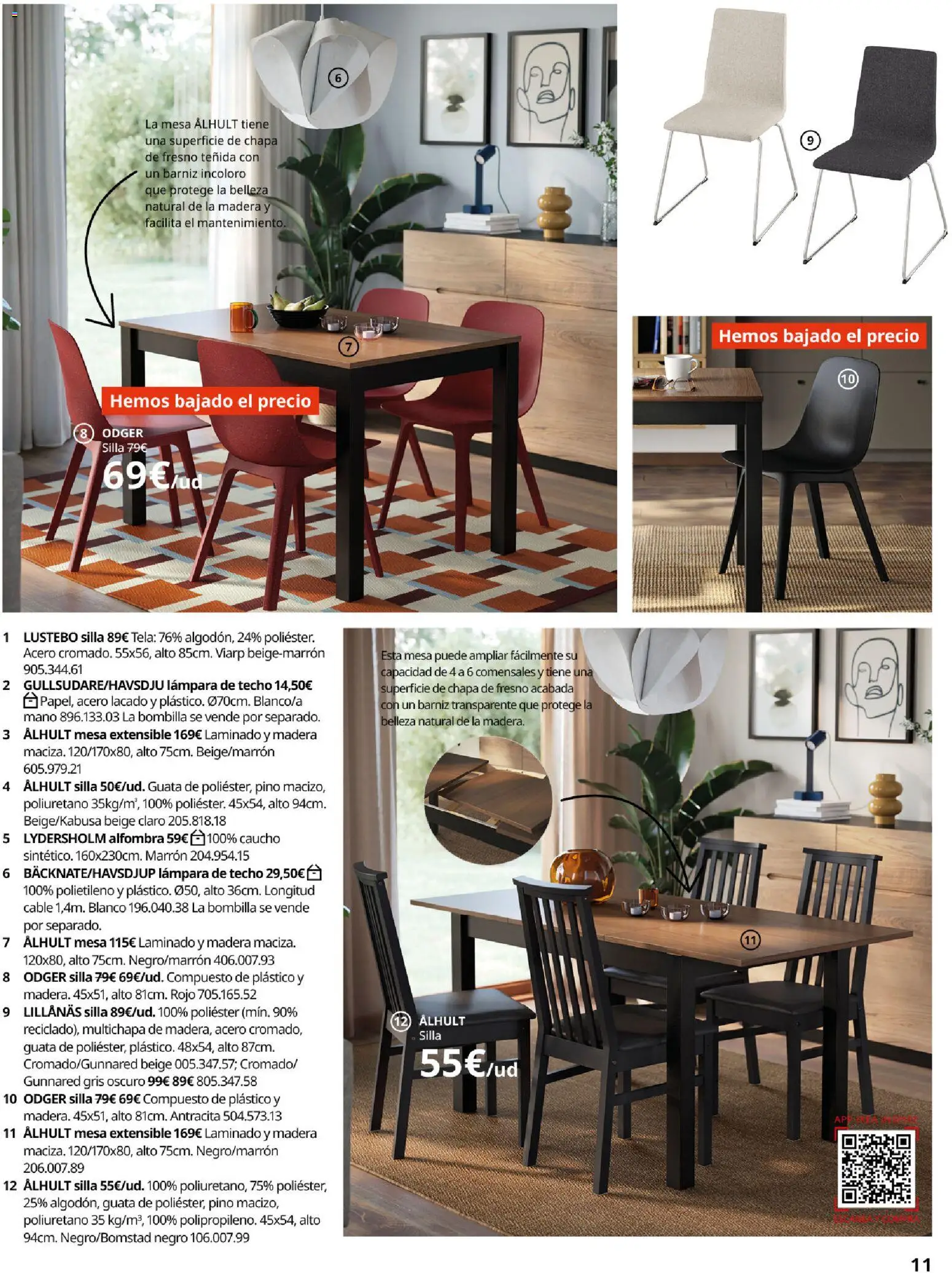 Catálogo IKEA Comedores │ válido desde el 06.03.2026 | Página: 11 | Productos: Mesa extensible, Cable, Mesa, Silla