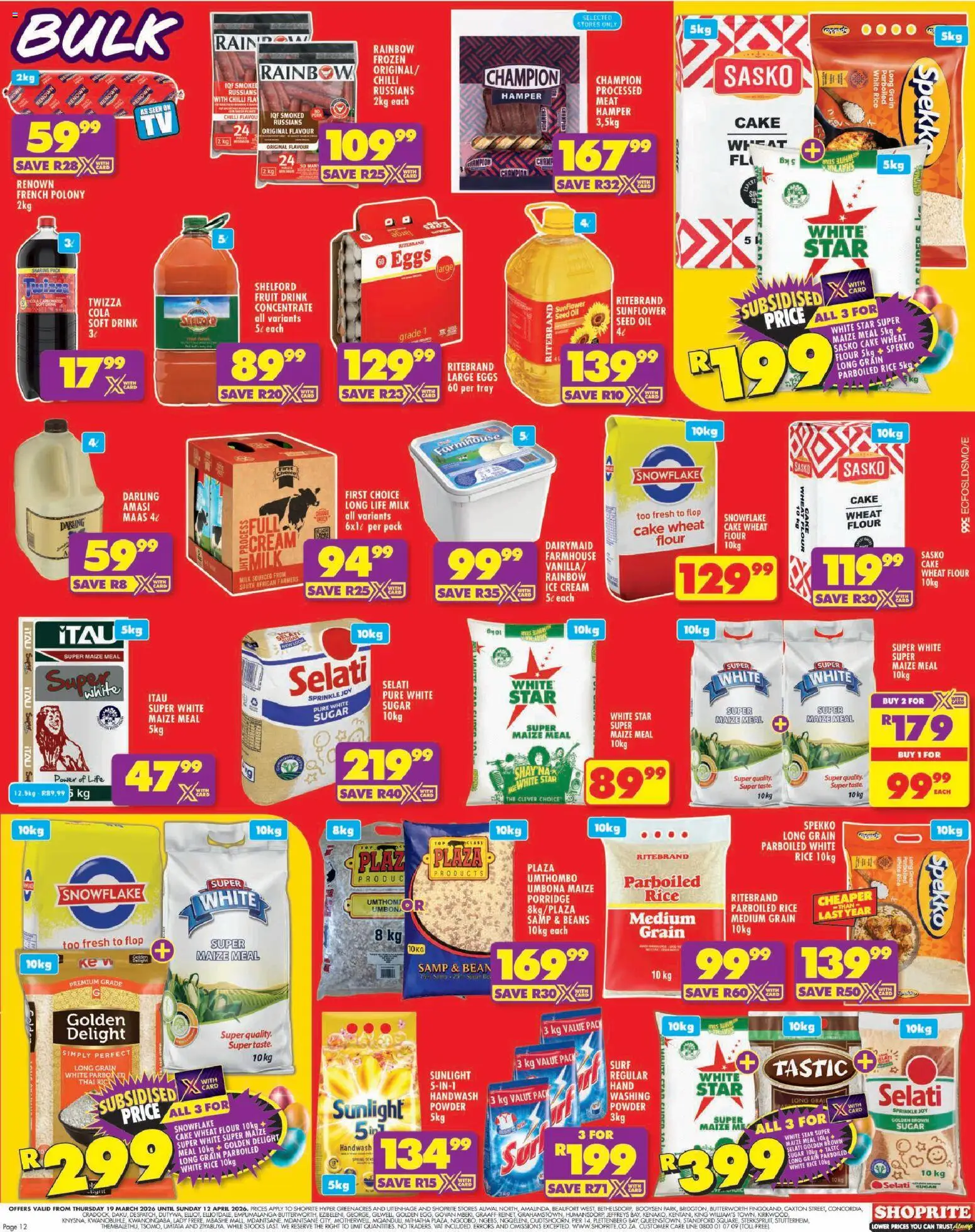 New Shoprite catalogue – valid from 19.03.2026 | Page: 12 | Products: Handwash, Maize meal, Rice, Chilli
