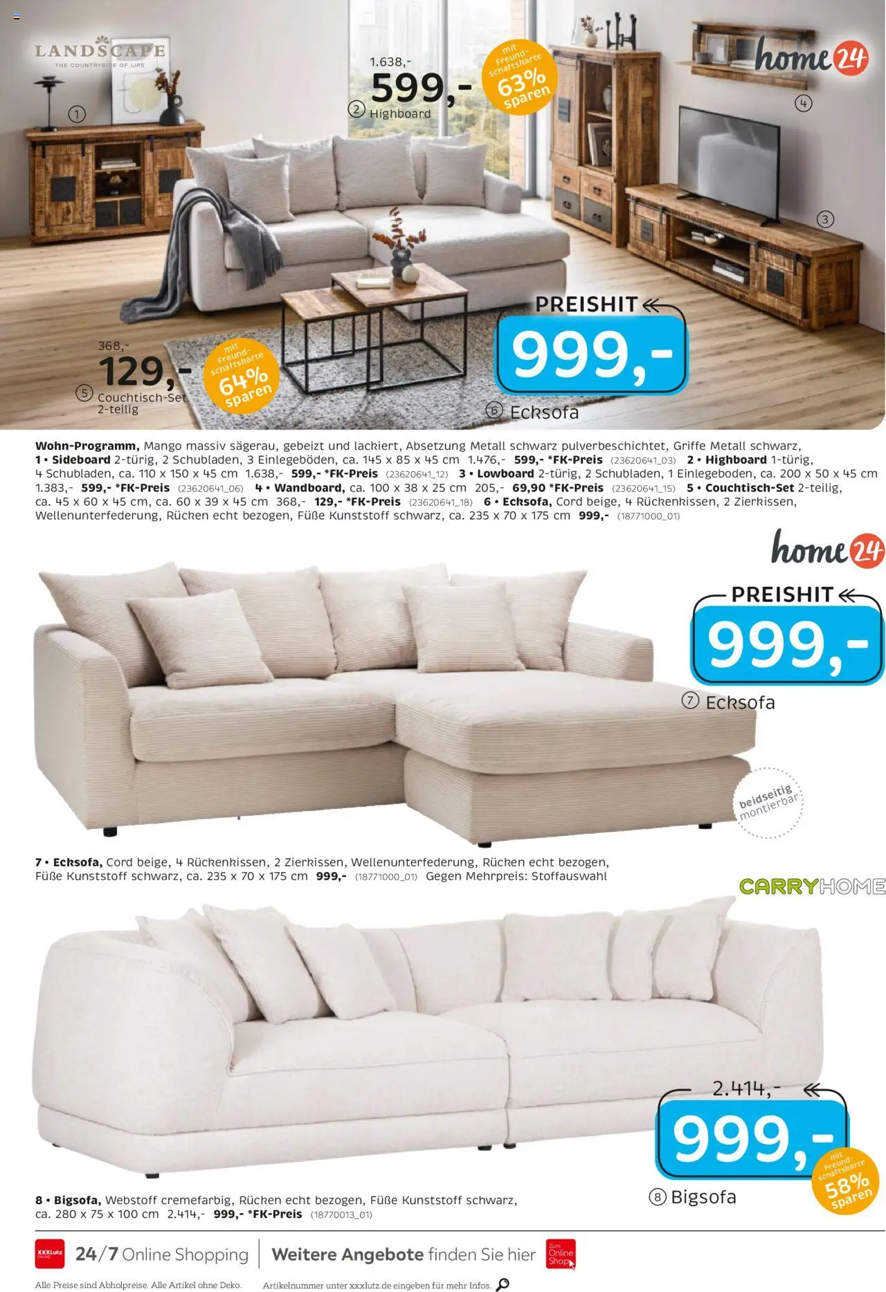 XXXL Lutz Junges Wohnen – gültig ab 12.10.2025 | Seite: 2 | Produkte: Bigsofa, Ecksofa, Lowboard, Mango