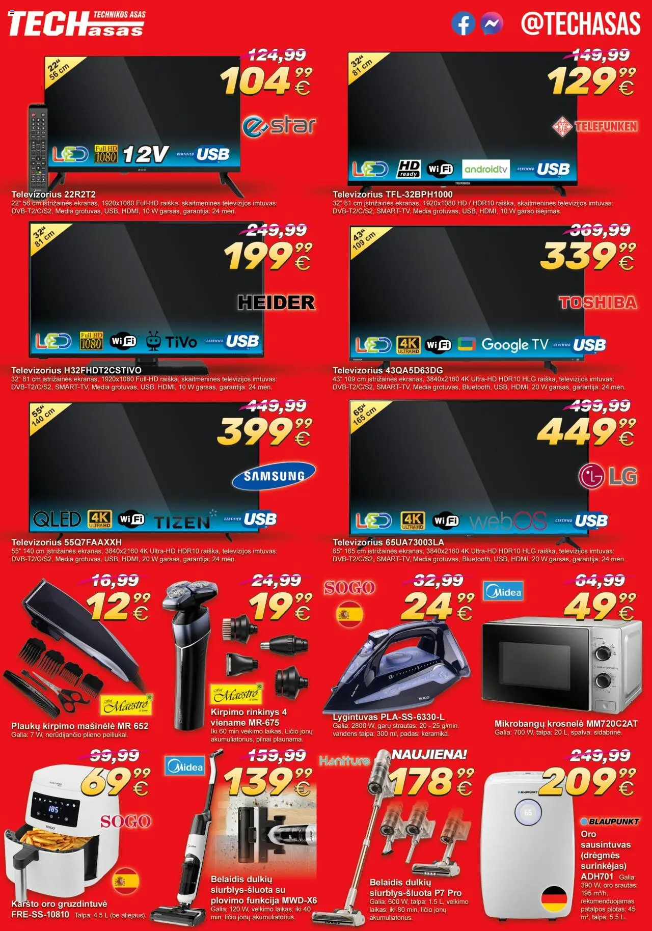 TECHasas akcijos nuo 09.10.2025 | Puslapis: 4 | Prekių: Televizorius, USB, Mikrobangų krosnelė, Lygintuvas