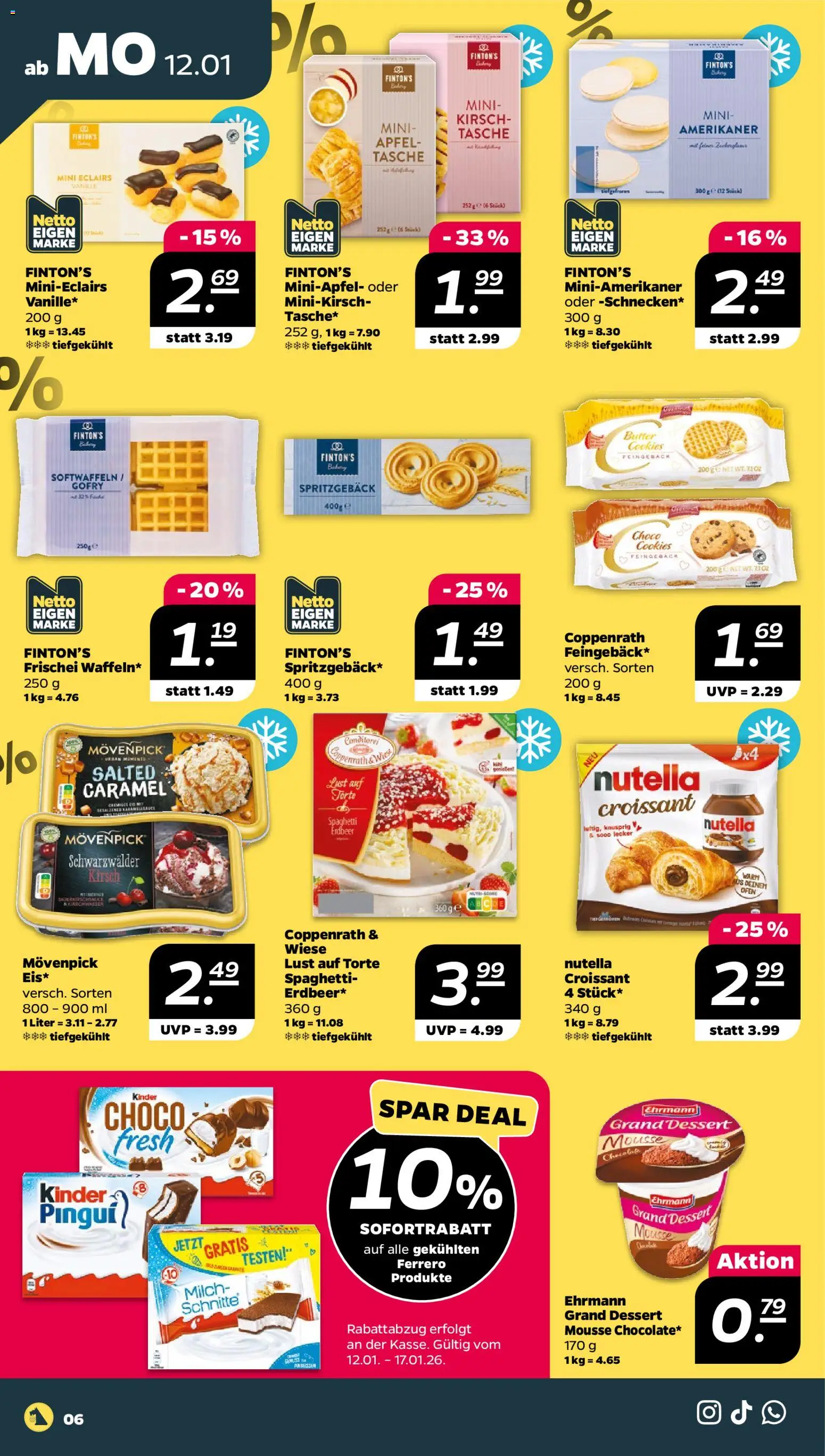 Netto Prospekt 	 – gültig ab 12.01.2026 | Seite: 6 | Produkte: Milch, Ehrmann grand dessert, Croissant, Nutella