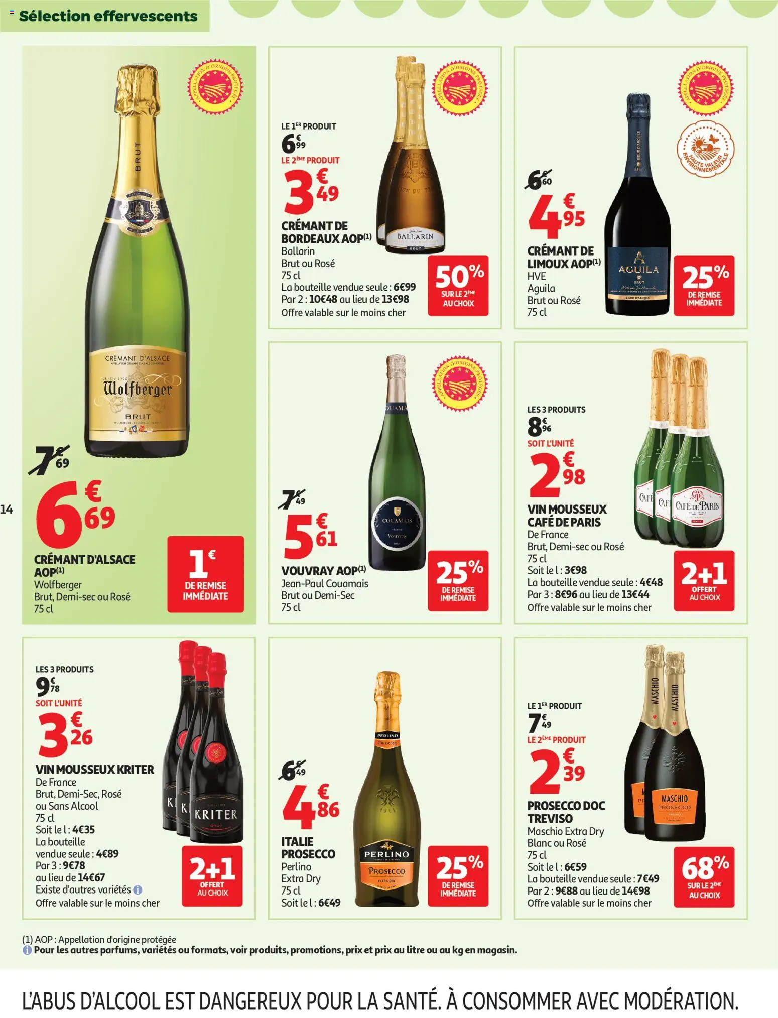 {H1} | Page: 14 | Produits: Alcool, Prosecco, Café, Crémant d'alsace